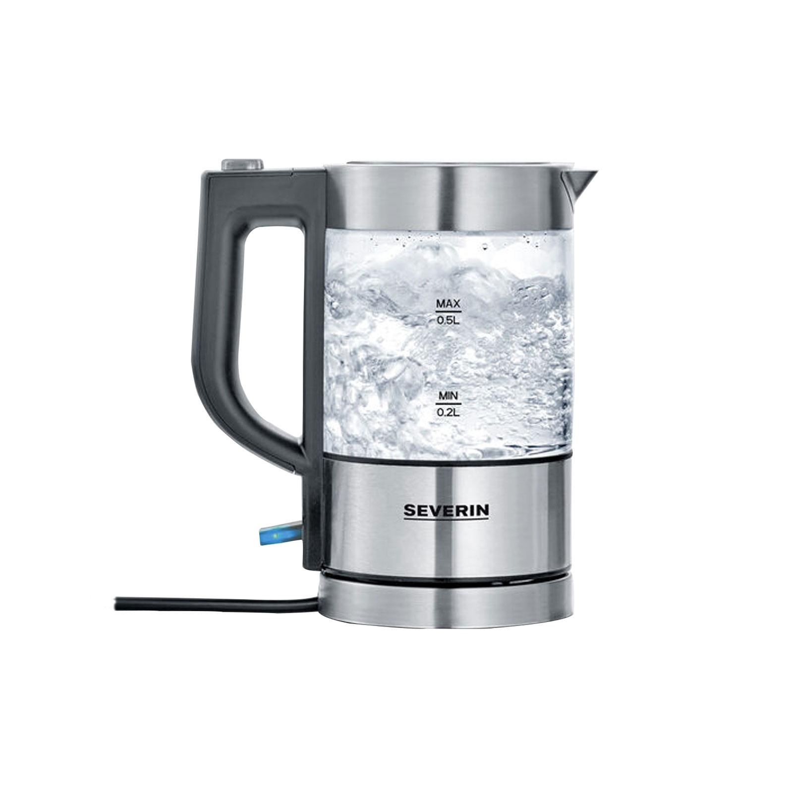 Severin WK 3472 Mini-Glas-Wasserkocher Edelstahl / schwarz