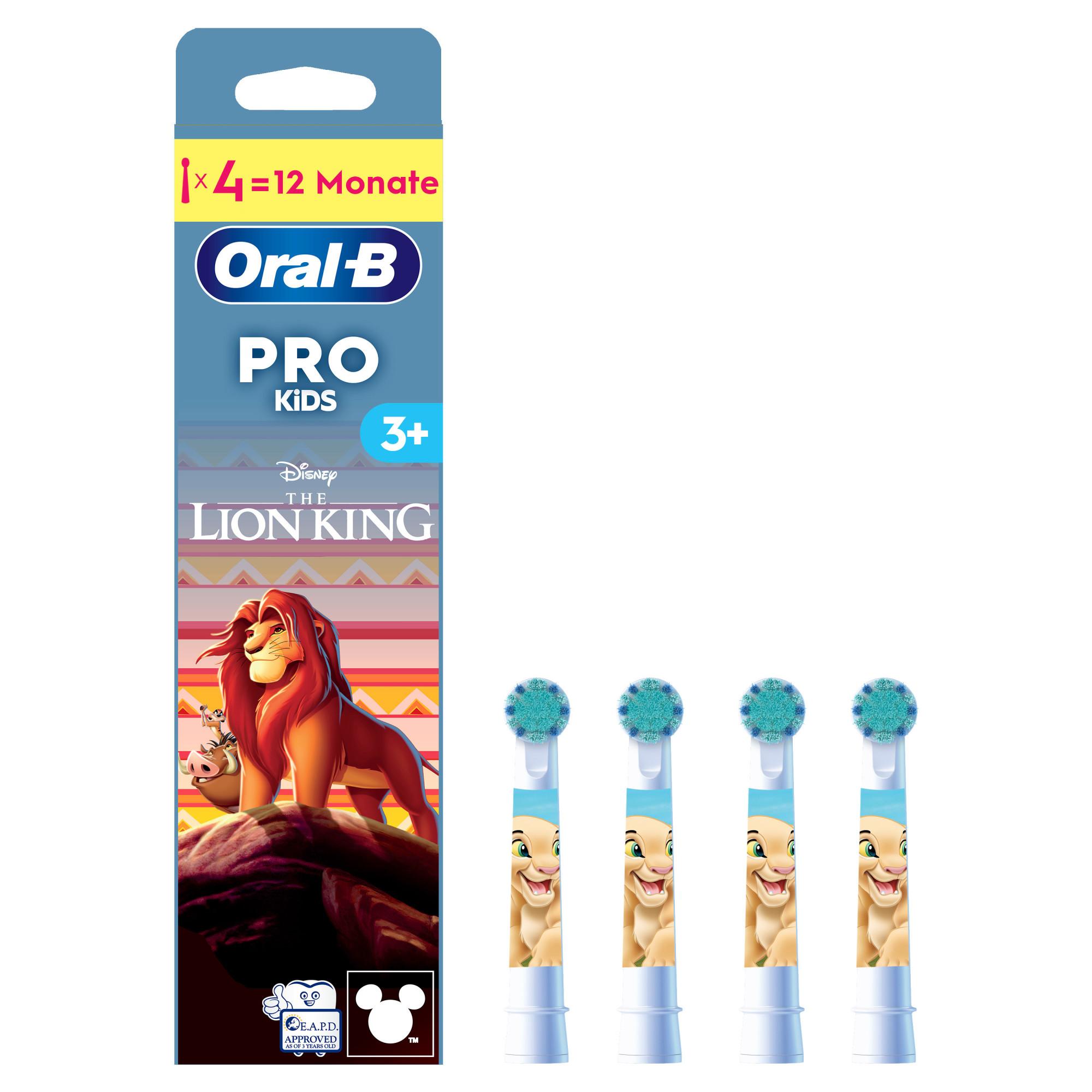 Oral-B Pro Kids 3+ König der Löwen, ab 3 Jahren, 4 Stück Aufsteckbürsten