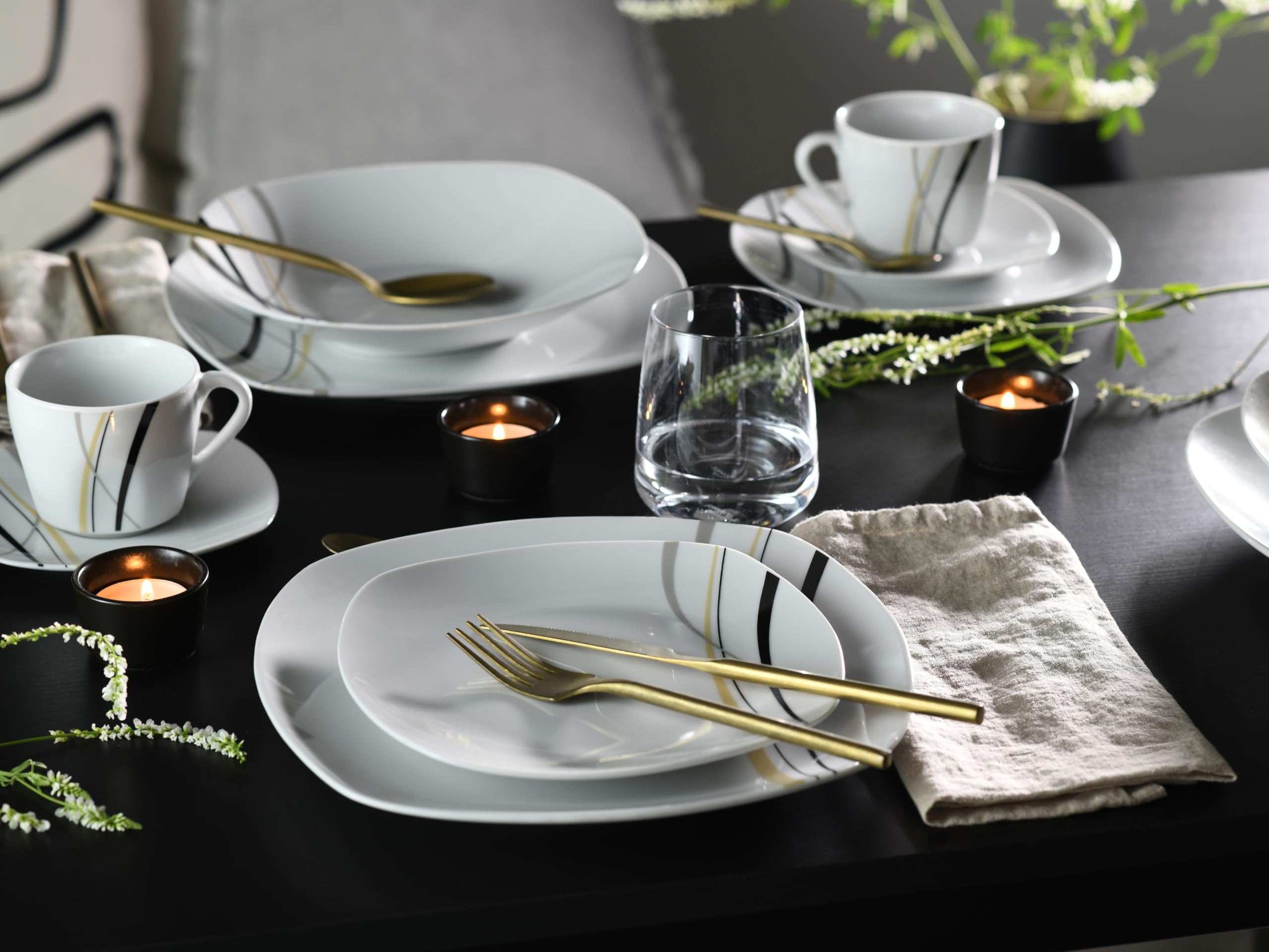 CreaTable 24028 Kaffeeservice Serie Square City Line 18-tlg. 6 Personen
