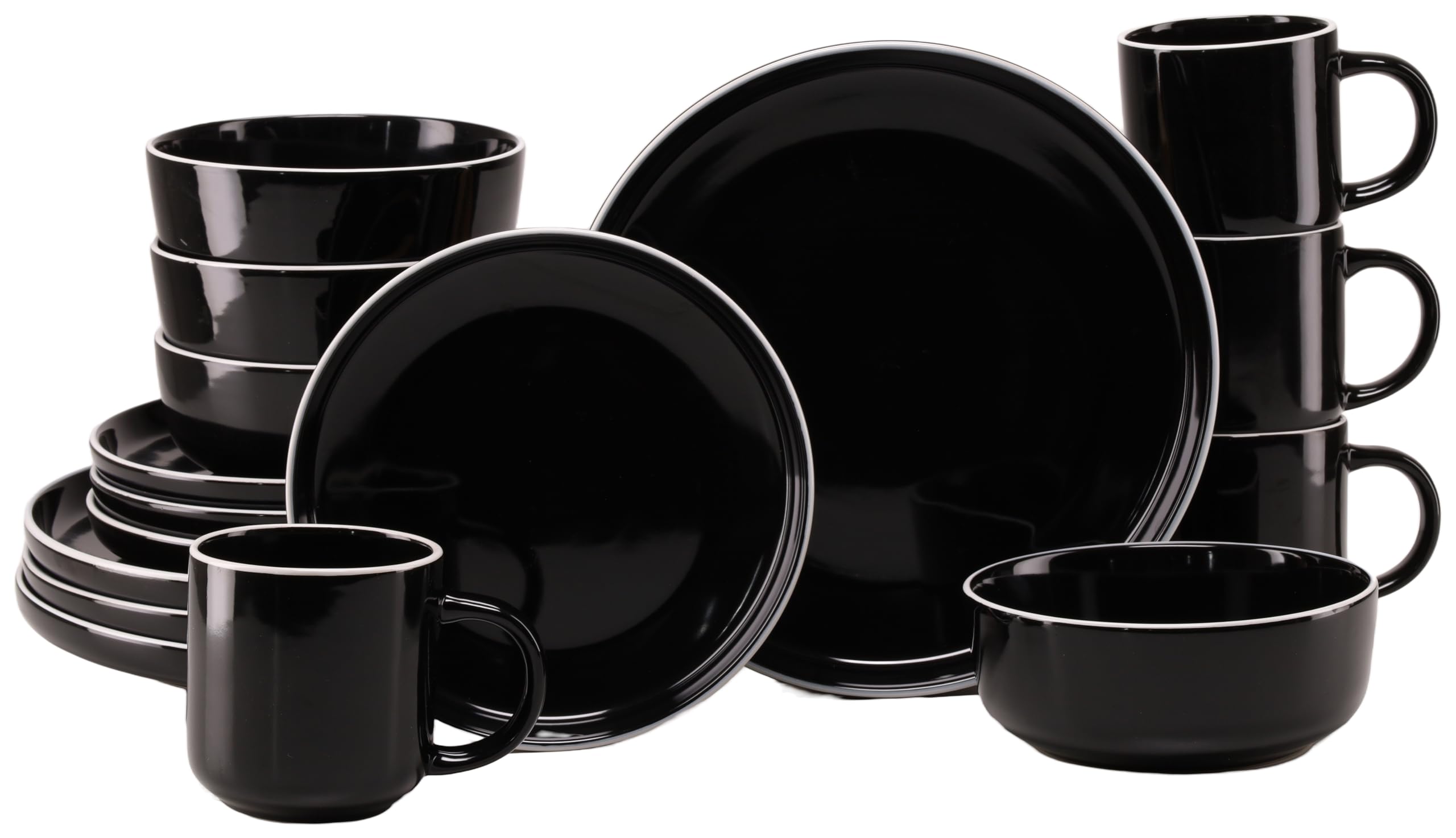 CreaTable 24803 Kombiservice Serie Nordic Gourmet Schwarz 16-tlg. 4 Personen