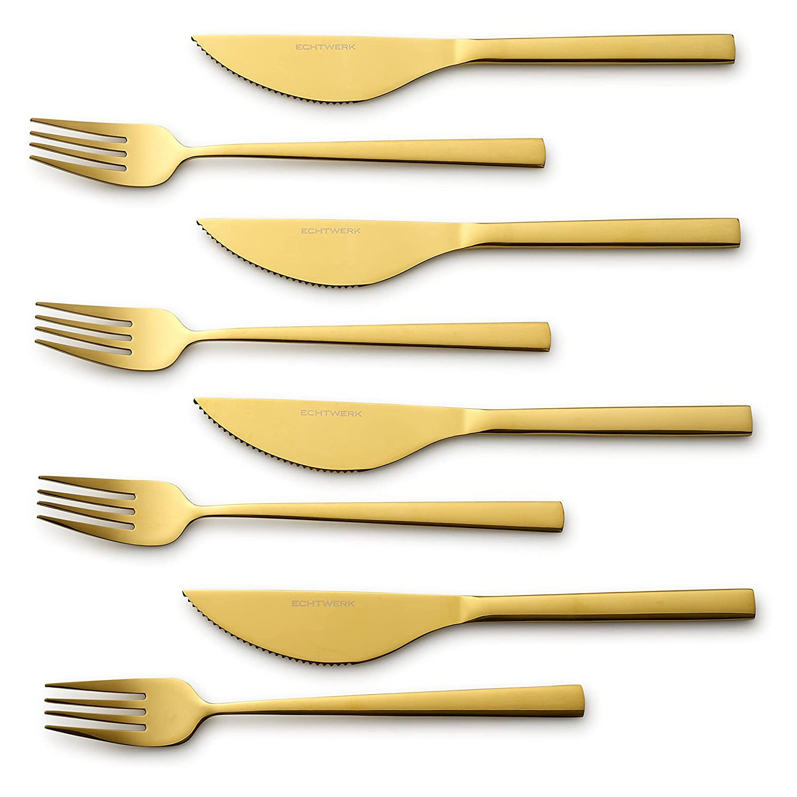 Echtwerk Pizzabesteck-Set, Pizzaset, Steakbesteck, Essbesteck 4-teilig  2 Personen, Mit 2 Pizzamessern und 2 Pizzagabeln aus Edelstahl Echtwerk Pizzabesteck-Set, Pizzaset, Steakbesteck, Essbesteck 4-teilig  2 Personen, Mit 2 Pizzamessern und 2 Pizzagabeln aus Edelstahl