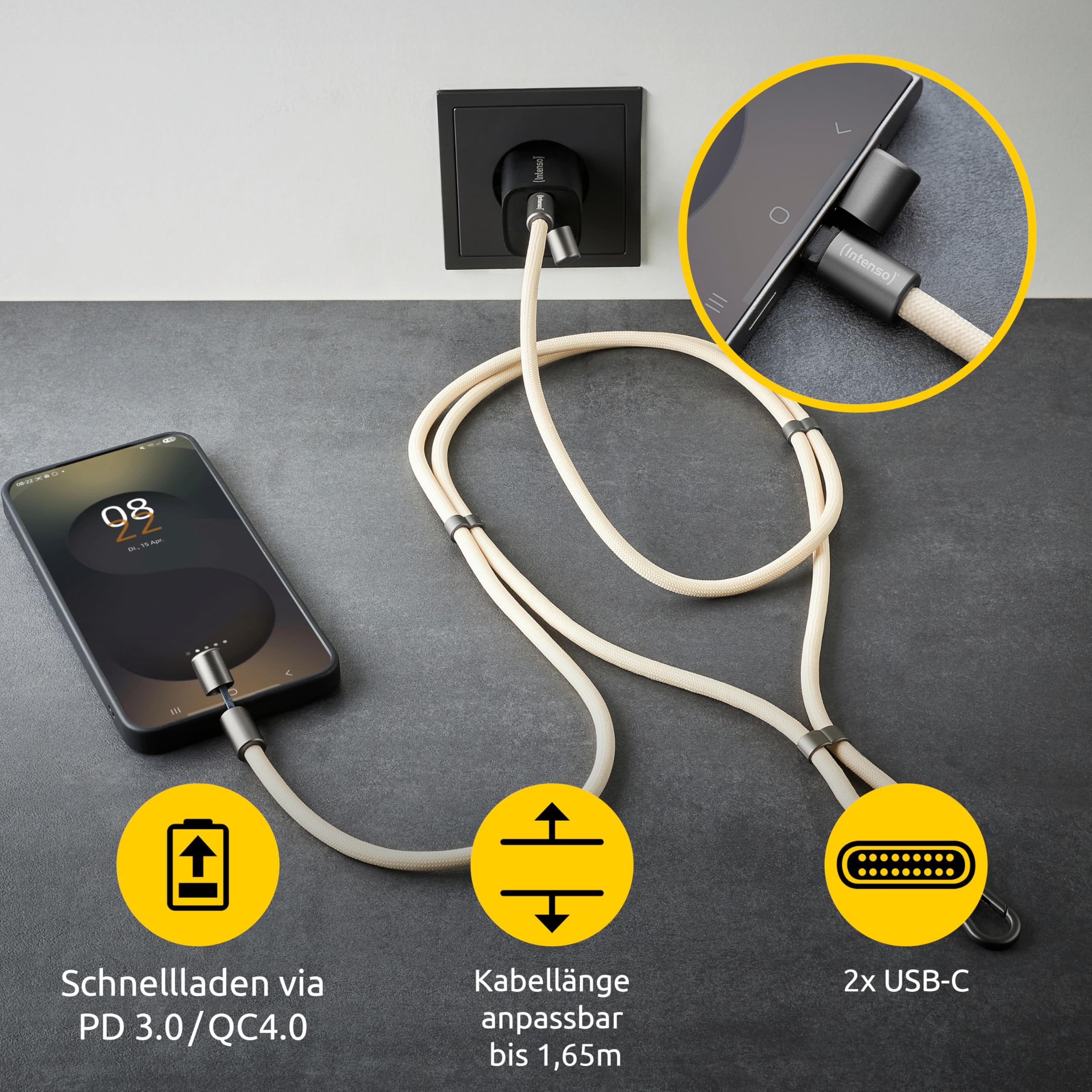 Intenso USB-C Lade- und Datenkabel Handykette