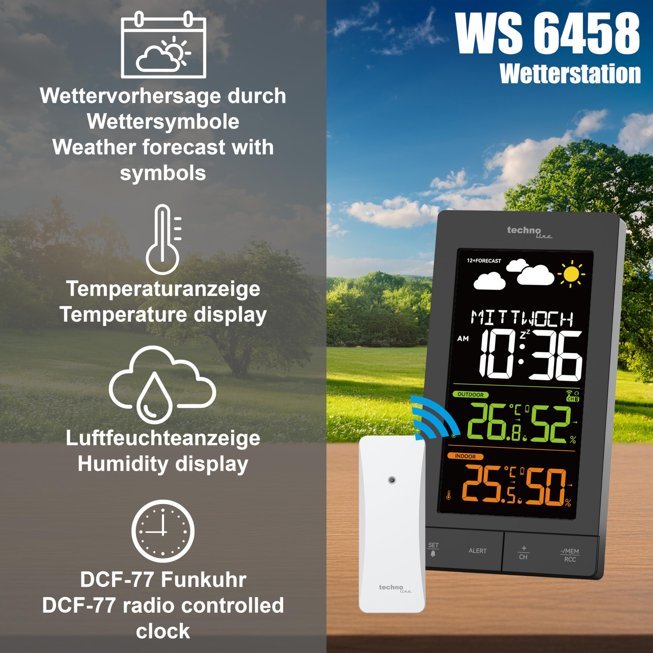 Funk - Wetterstation WS6458 mit Außensender TX308