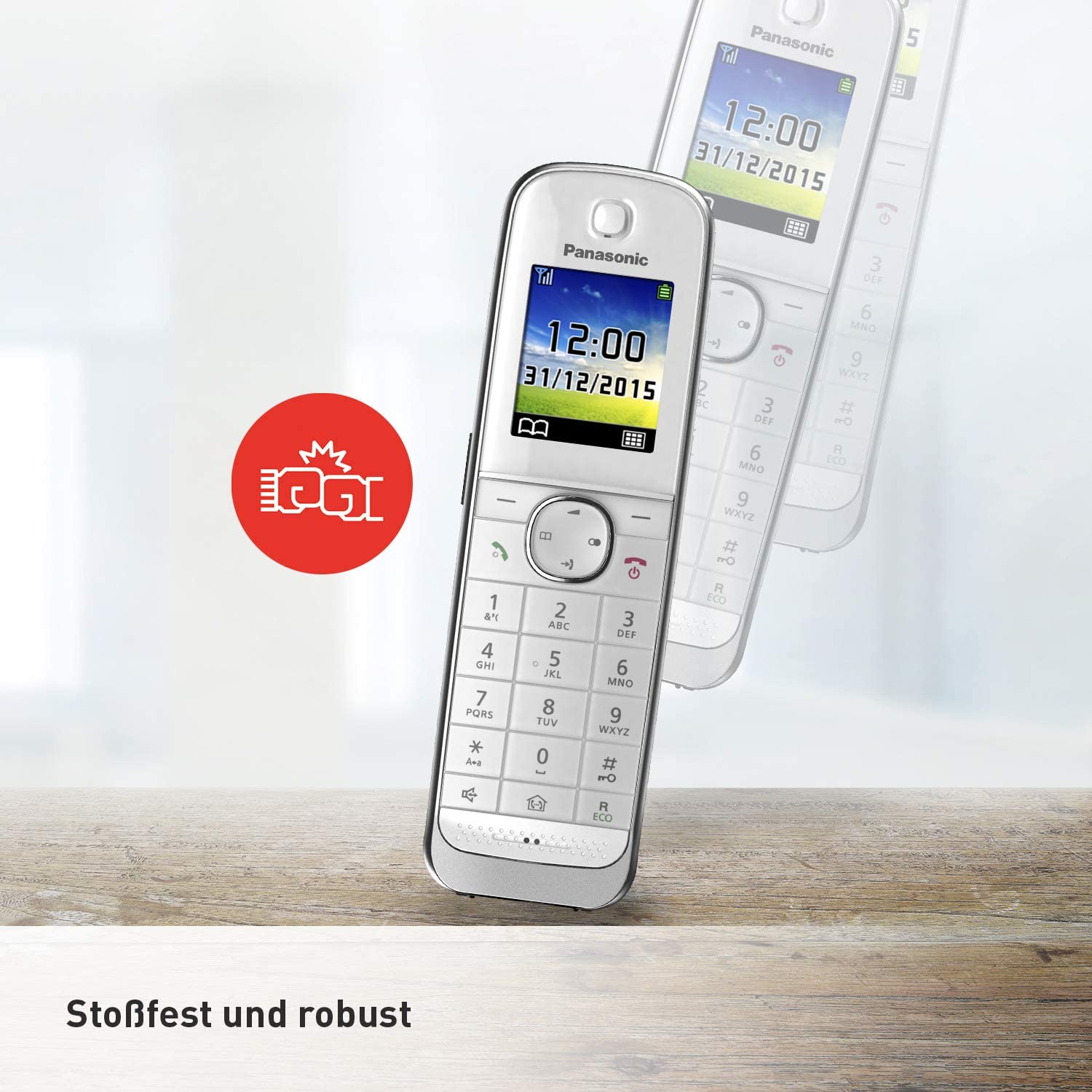 Panasonic KX-TGJ 322 GW weiß Schnurloses-Telefon mit Anrufbeantworter und 2 Mobilteilen