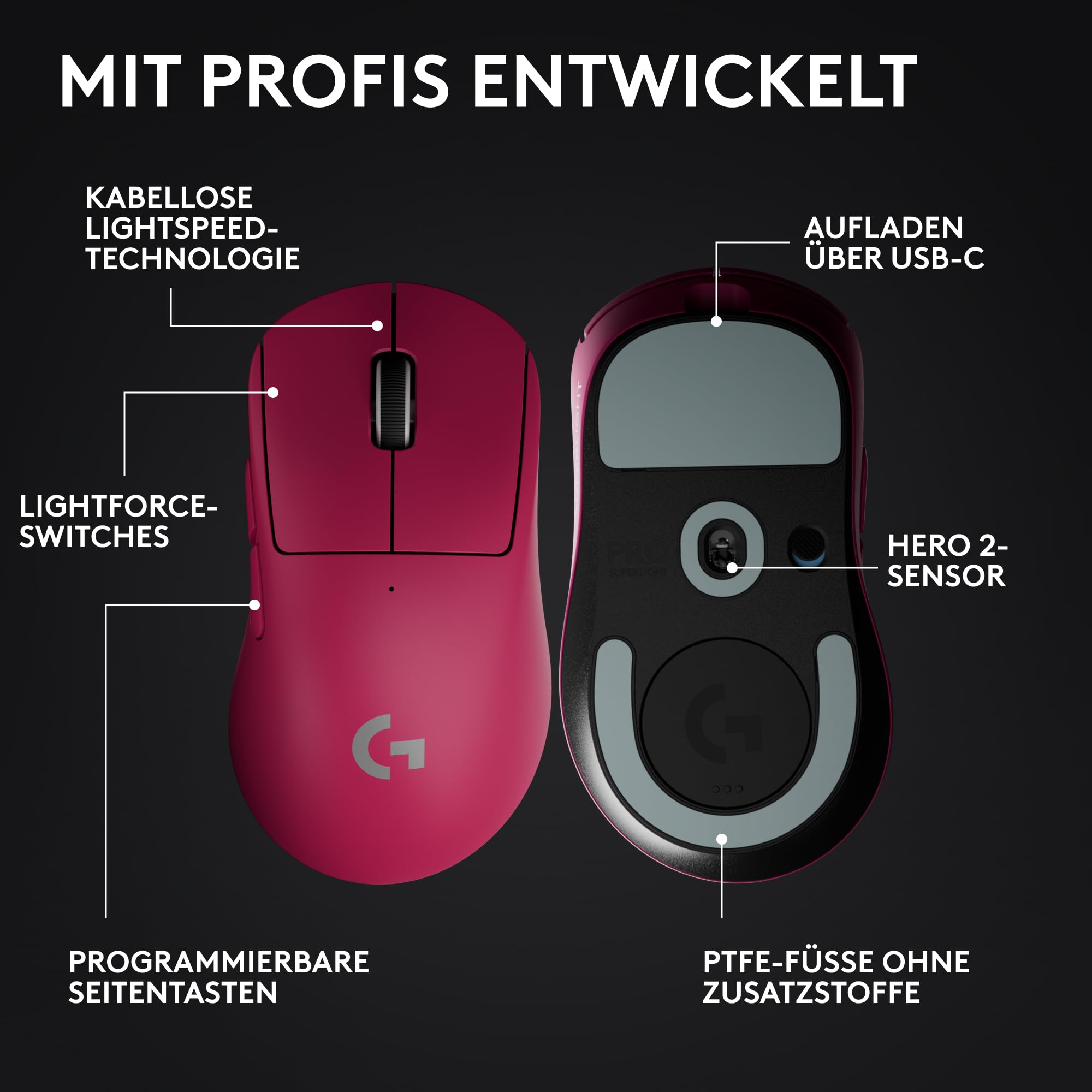 Logitech G PRO X SUPERLIGHT 2 DEX kabellose Gaming-Maus