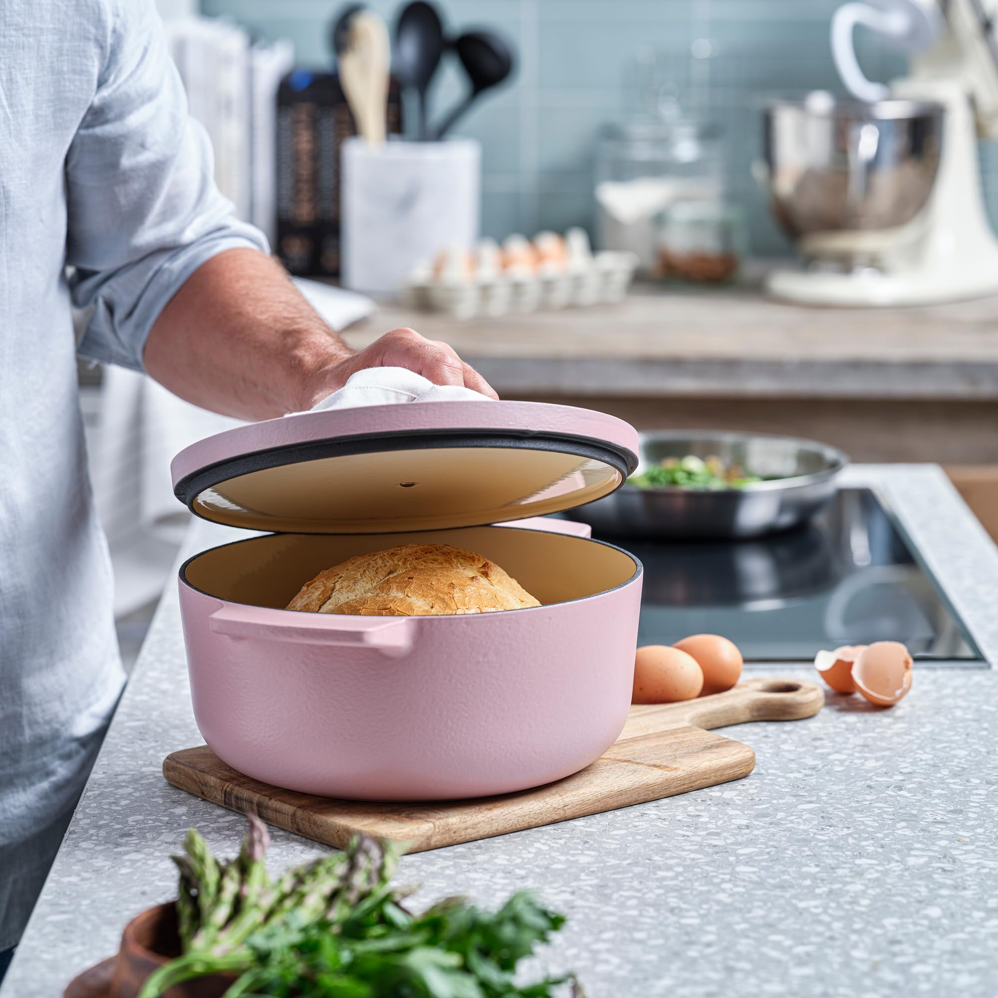 KitchenAid CC007430-001 Bräter mit Deckel - Rund - 3.3L 22cm Rosa