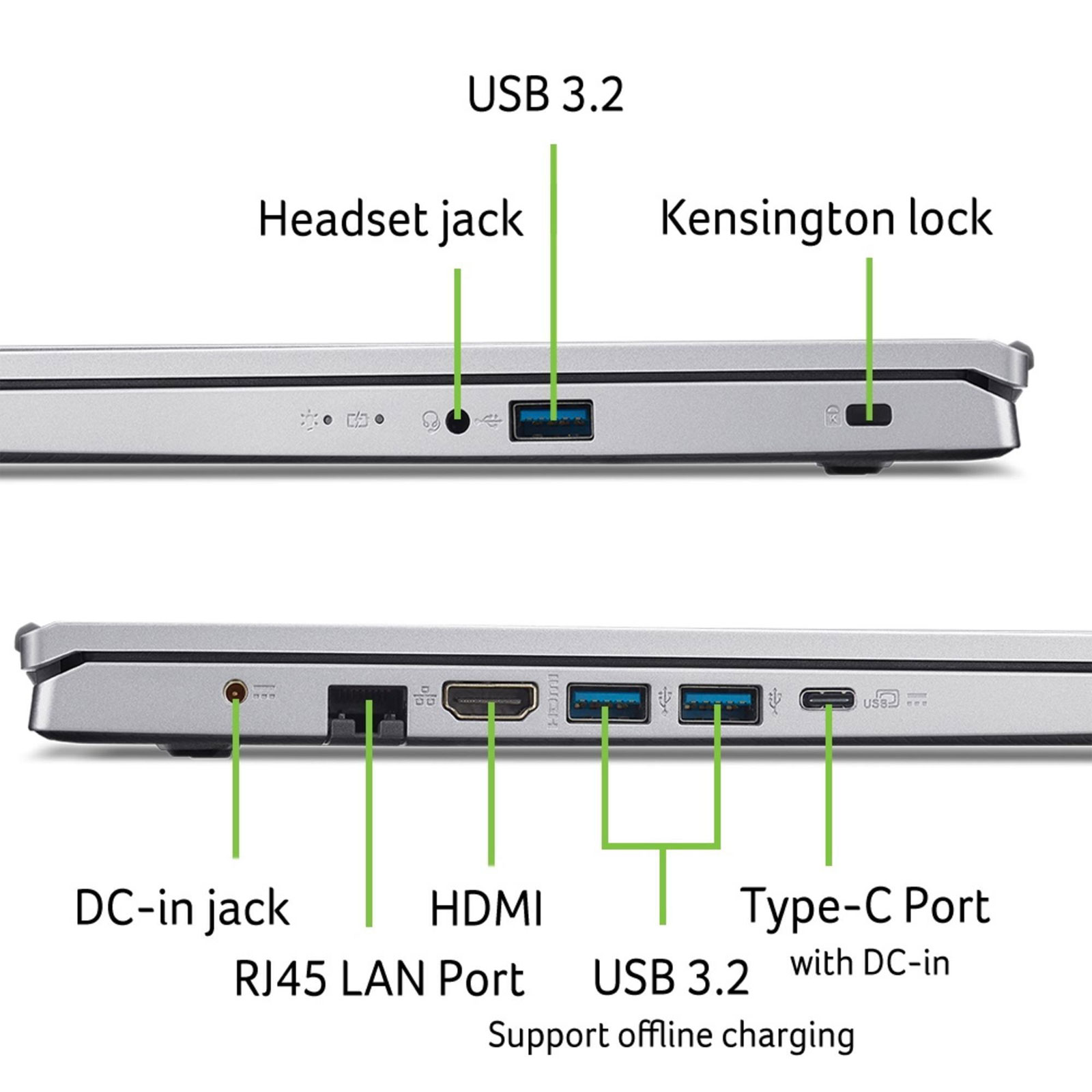 ACER Aspire 3 (A315-44P-R636), Silber, 15,6 Zoll, Full-HD, IPS, AMD Ryzen 7 5700U, 8 GB, 512 GB NVMe SSD