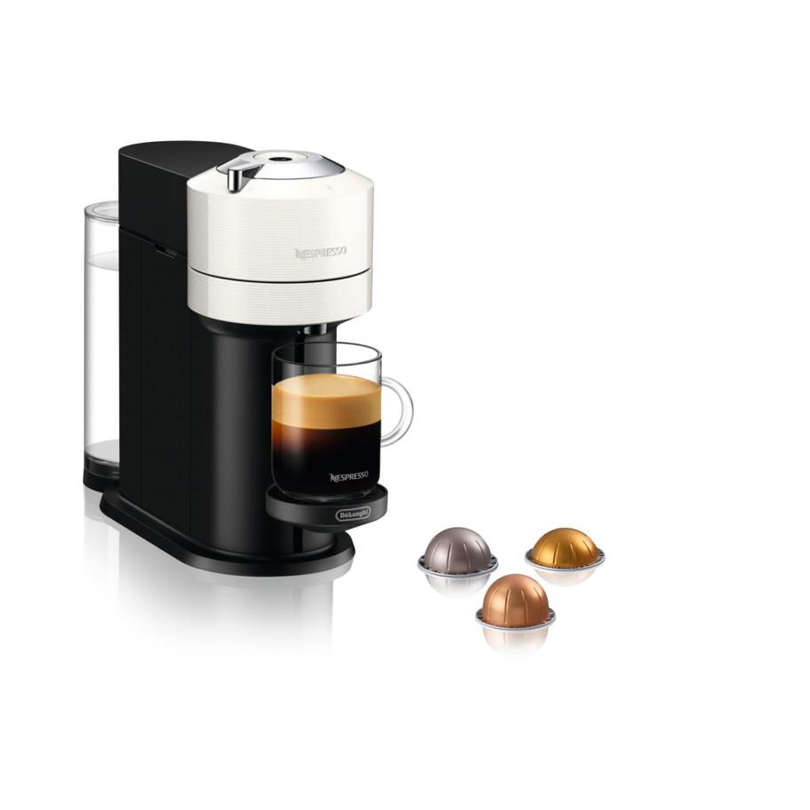 De'Longhi Nespresso-Kapselmaschine Vertuo Next ENV 120.W + Zugabe Aeroccino Milchaufschäumer