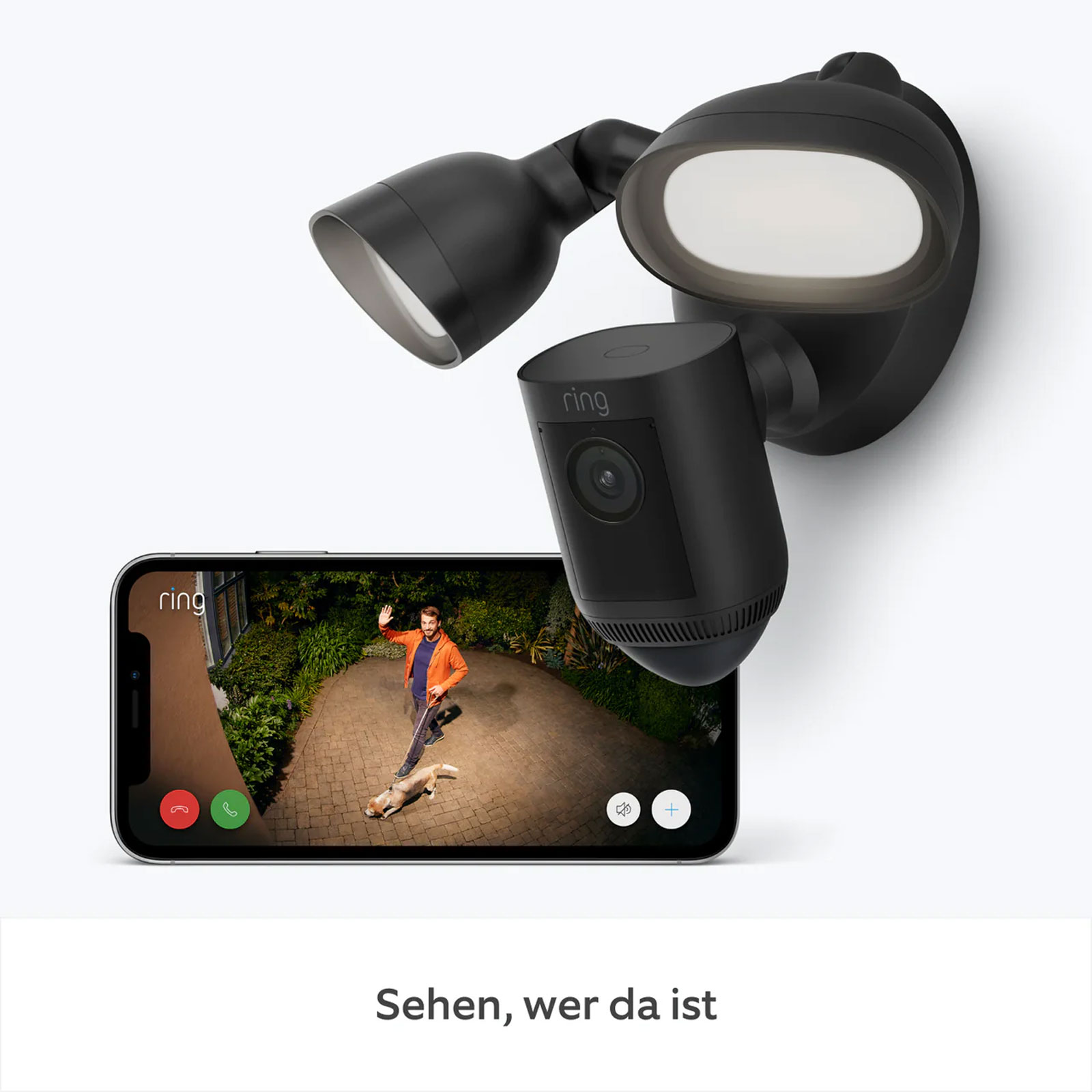Ring Floodlight Cam Wired Pro, Schwarz Außenkamera (Überwachungskamera, WLAN, Amazon Alexa)