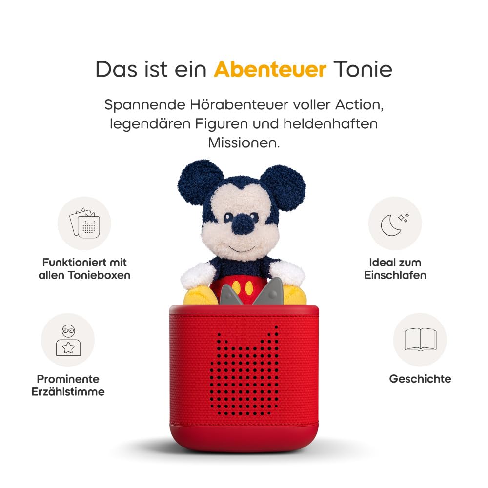 tonies Cuddle Disney Micky Maus, Weiche Plüsch-Hörfigur zum Kuscheln & Lauschen