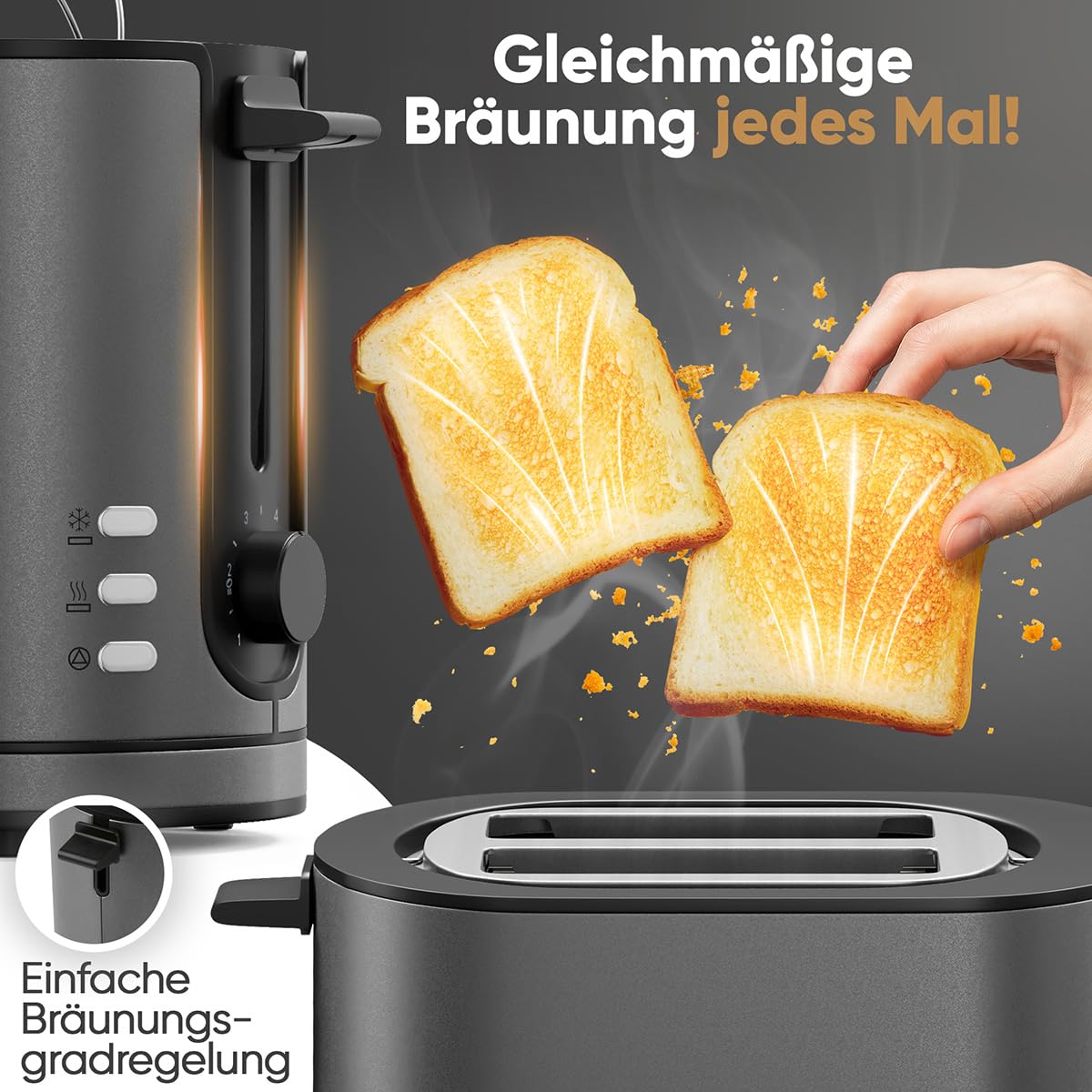ProfiCook® Toaster 2 Scheiben mit Brötchenaufsatz