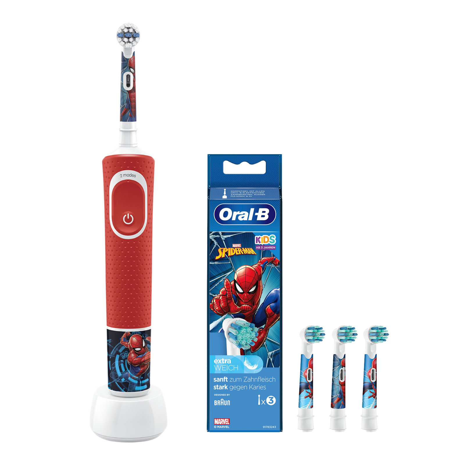 Braun Oral-B Vitality 100 Kids Spiderman CLS + Oral-B Aufsteckbürsten Kids Spiderman 3 Stück