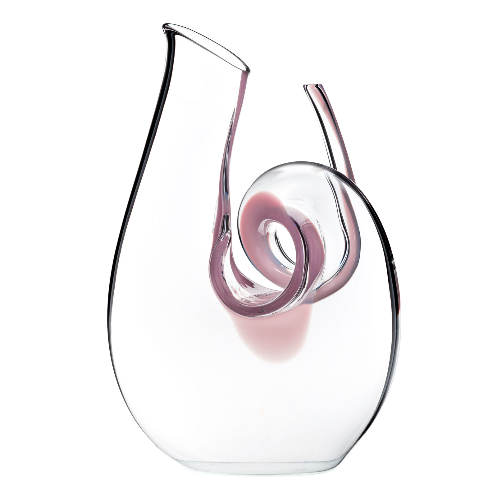 Riedel Dekanter Curly Pink Mini + Riedel Performance Pinot Noir Rotweinglas 2er Set inkl. Riedel Glas Reinigungskugeln