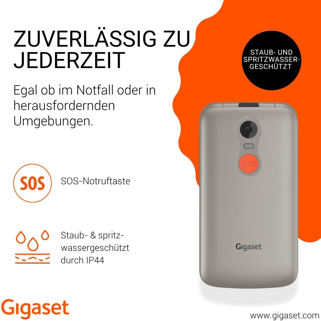 Gigaset GL595 Flip Mobiltelefon einfache Bedienung für Senioren Titanium
