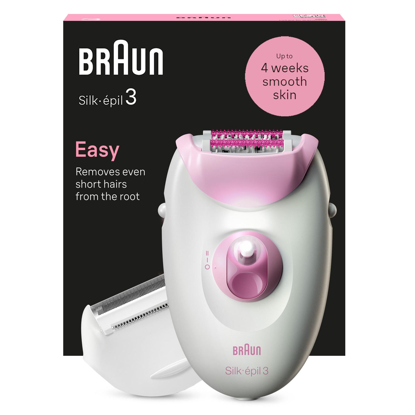 Braun Epilierer Silk-épil 3 3-031 (Netzbetrieb, Massagerollen-Aufsatz, Smartlight, Epilieren, Rasieren und Trimmen, Rasieraufsatz, Trimmeraufsatz, Made in Germany)