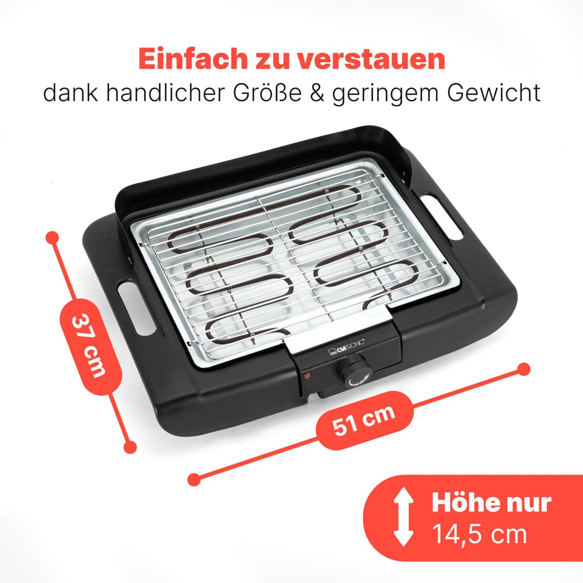 Clatronic® Barbecue-Tischgrill | Elektrogrill ideal für Balkon & Küche, BQ 3841