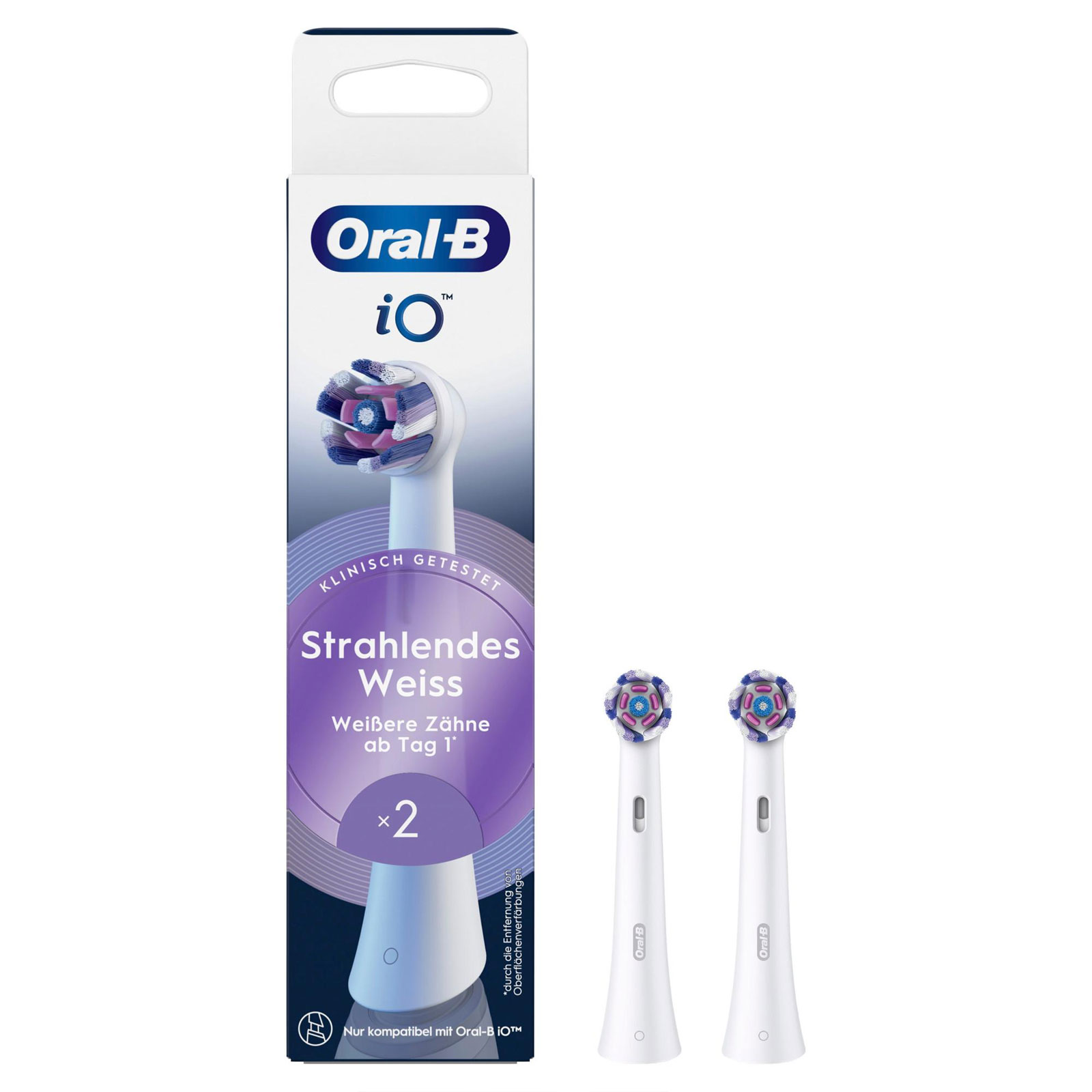 Oral-B iO Strahlendes Weiss, Original Aufsteckbürsten, Weiß, 2er