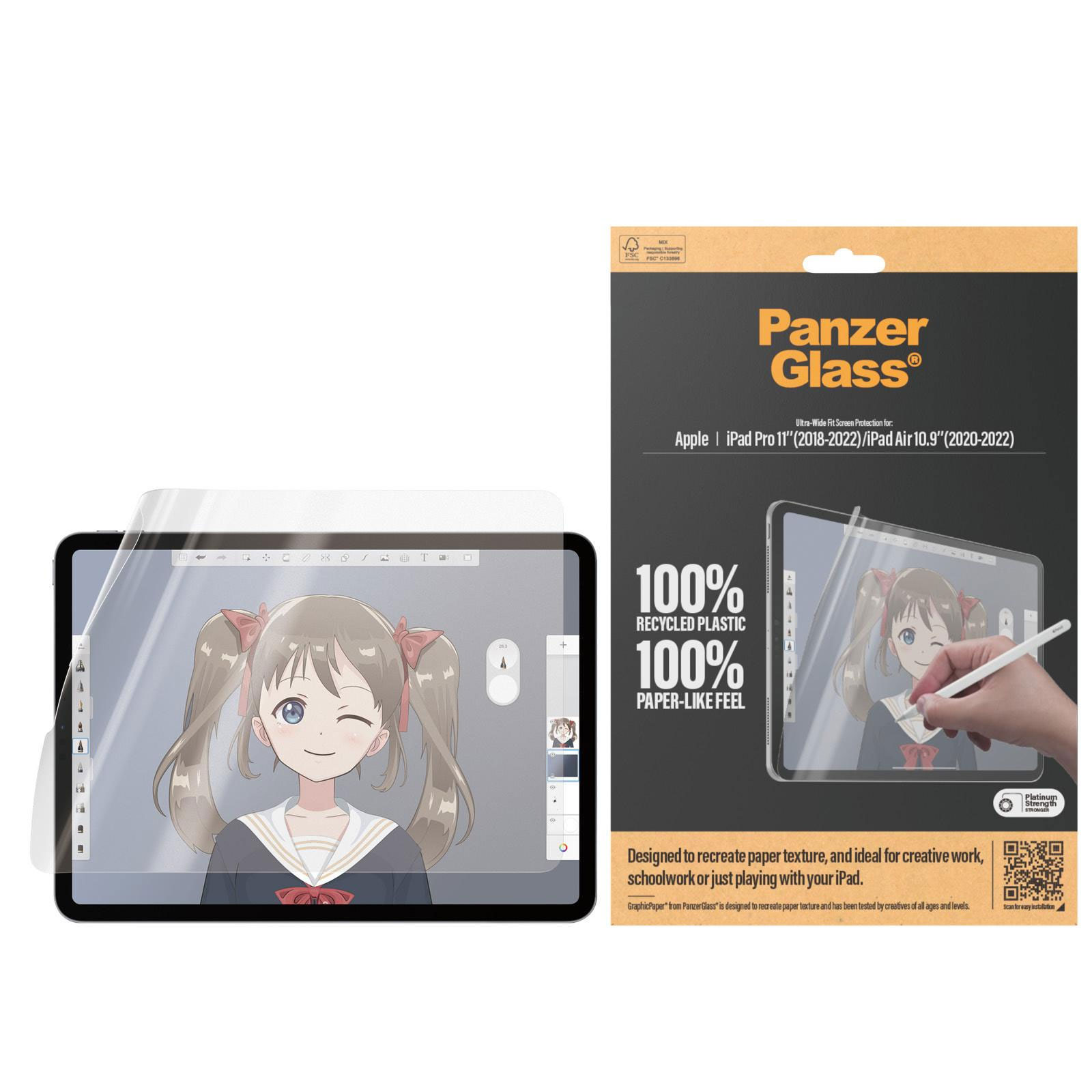 PanzerGlass GraphicPaper® Displayschutz iPad Pro 11" 2018-2022 | iPad Air 10.9" 2020-2022 | Ultra-Wide Fit Tablet-Schutzglas