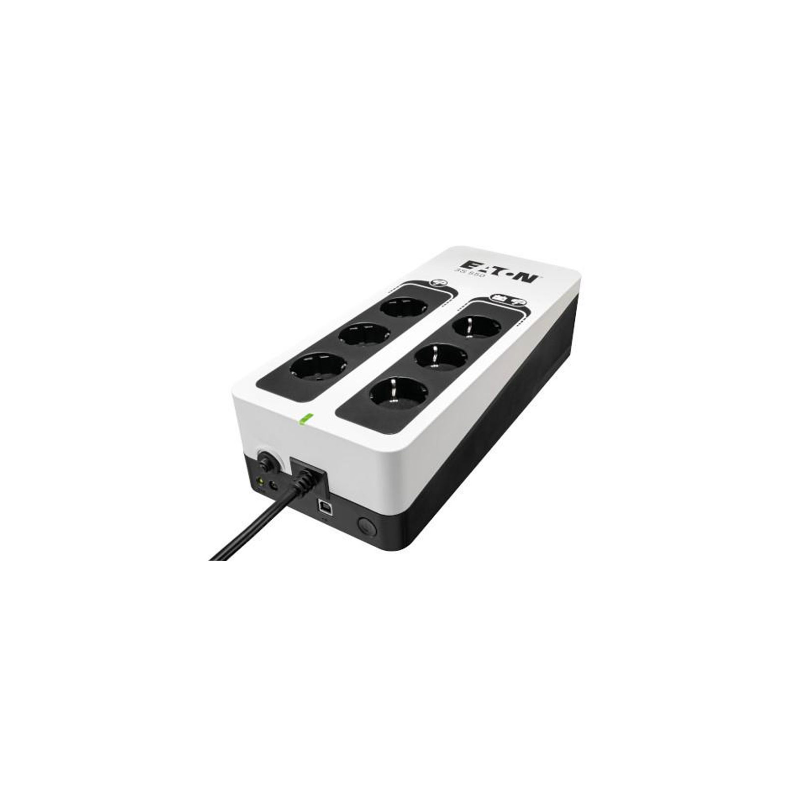 Eaton USV 3S550D 550VA 330W USB Steckdosenleiste (6-fach, USB, Überspannungsschutz, Schwarz/Weiß)