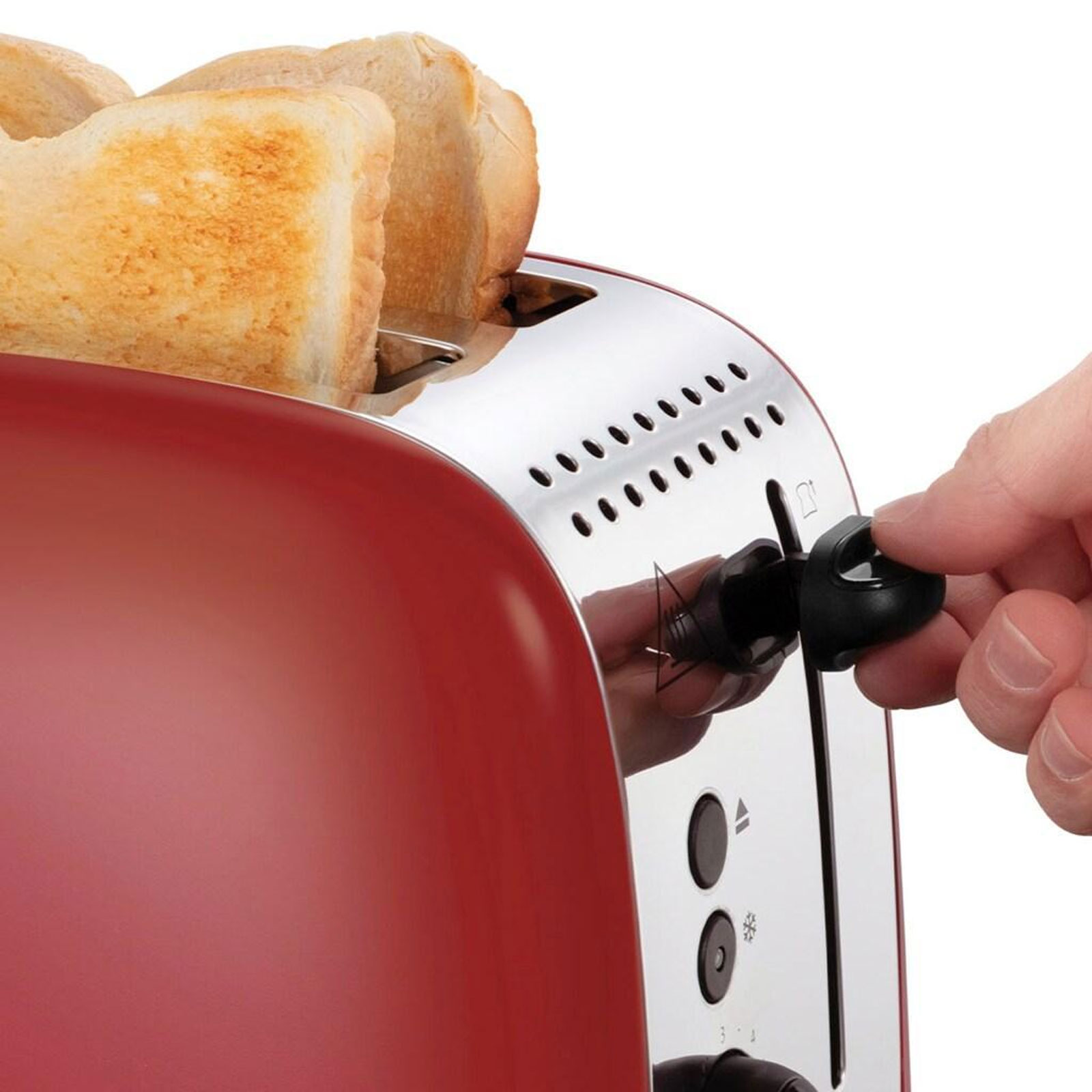 Russell Hobbs 26554-56 Colours Plus rot Toaster (2 Scheiben, 1600 W, Edelstahl und Kunststoff, Rot, Brötchenaufsatz, Auftaufunktion, Aufwärmfunktion)
