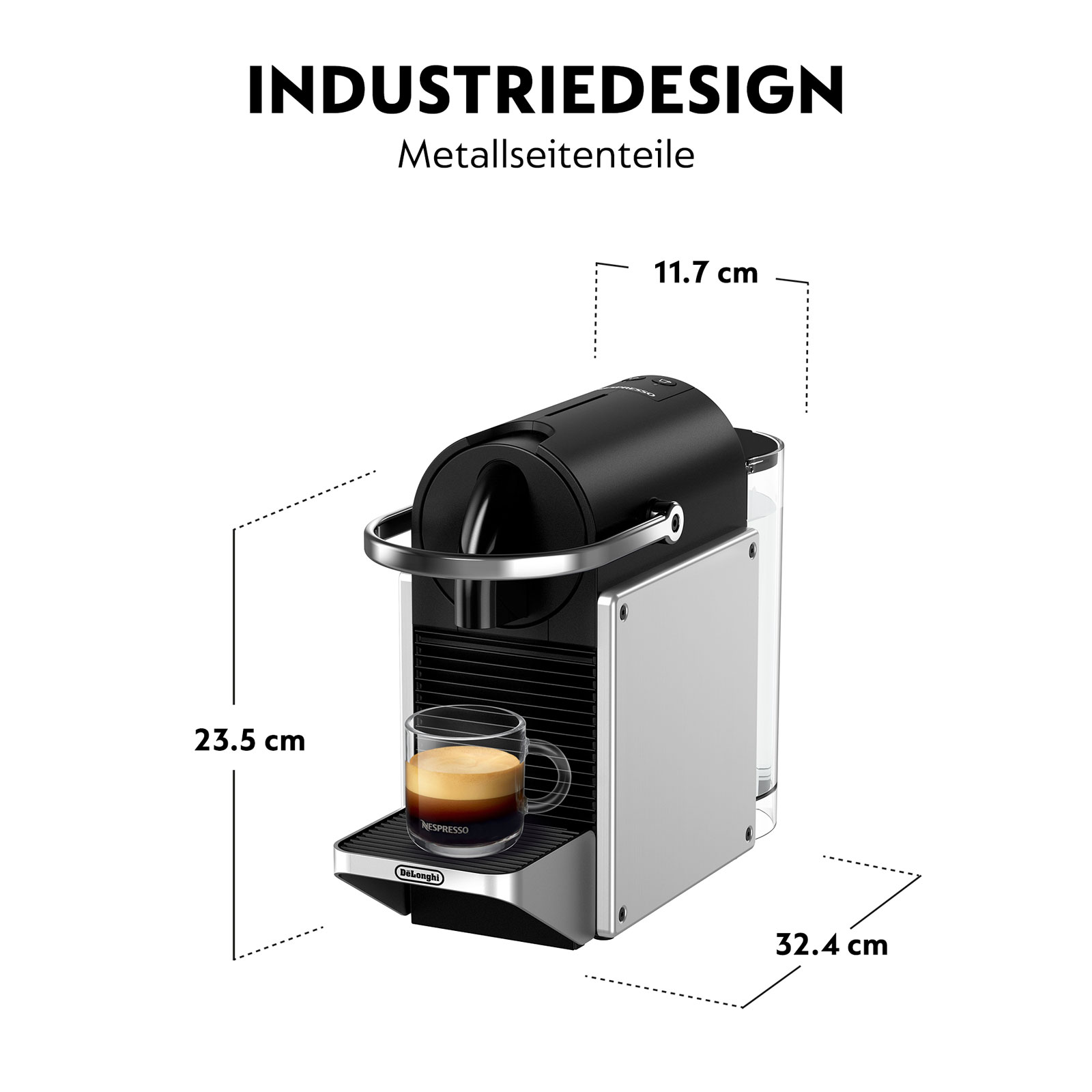 De'Longhi EN127.S PIXIE Re-Design silber Nespresso-Kapselmaschine