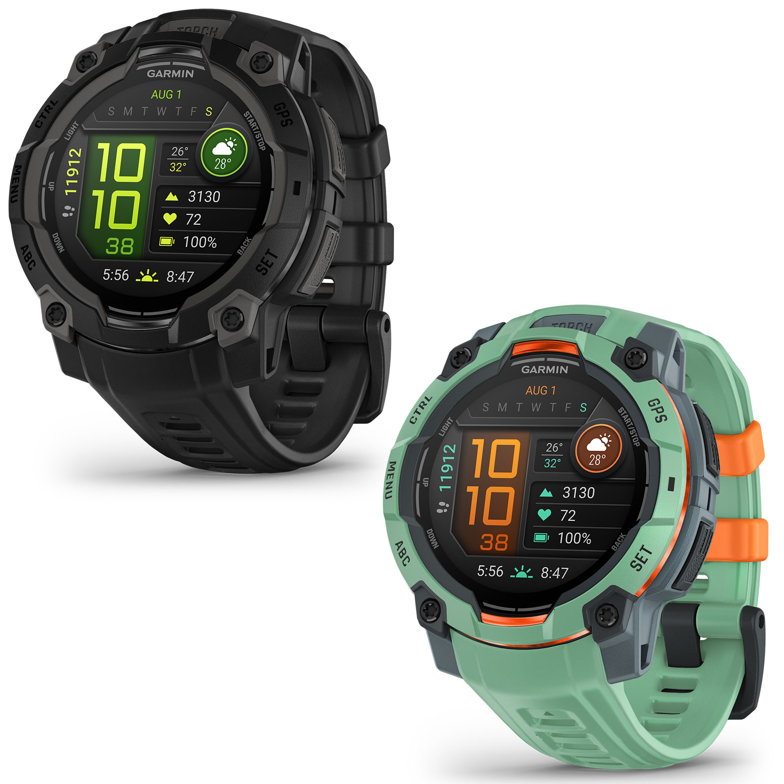 Garmin Instinct 3 - 45 mm, AMOLED mit Silikon-Wechselarmband 22 mm Smartwatch