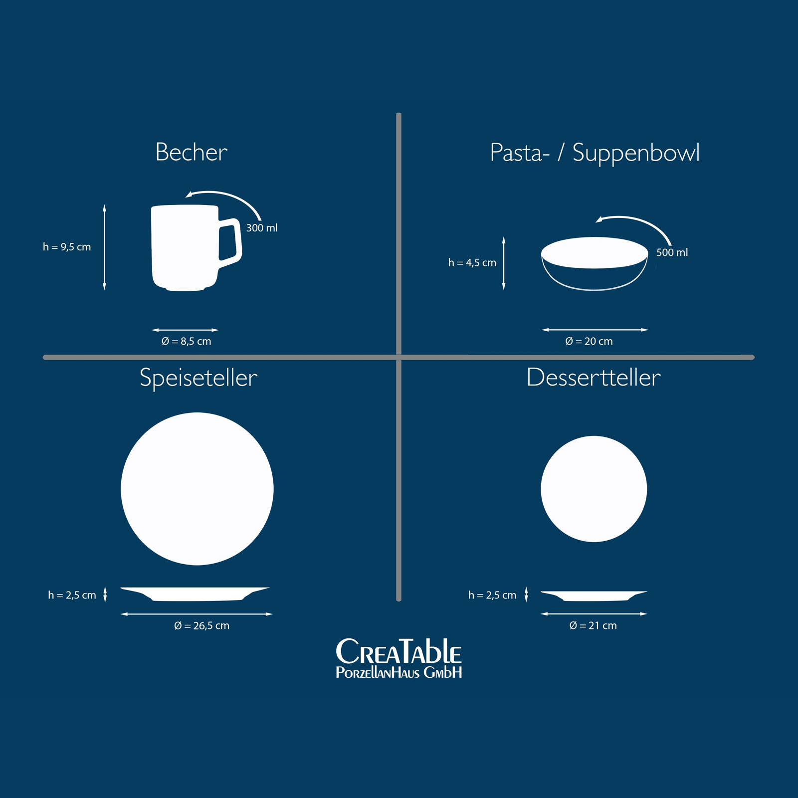 CreaTable, 22257, Serie Damask rot, Geschirrset, Kombiservice 16 teilig