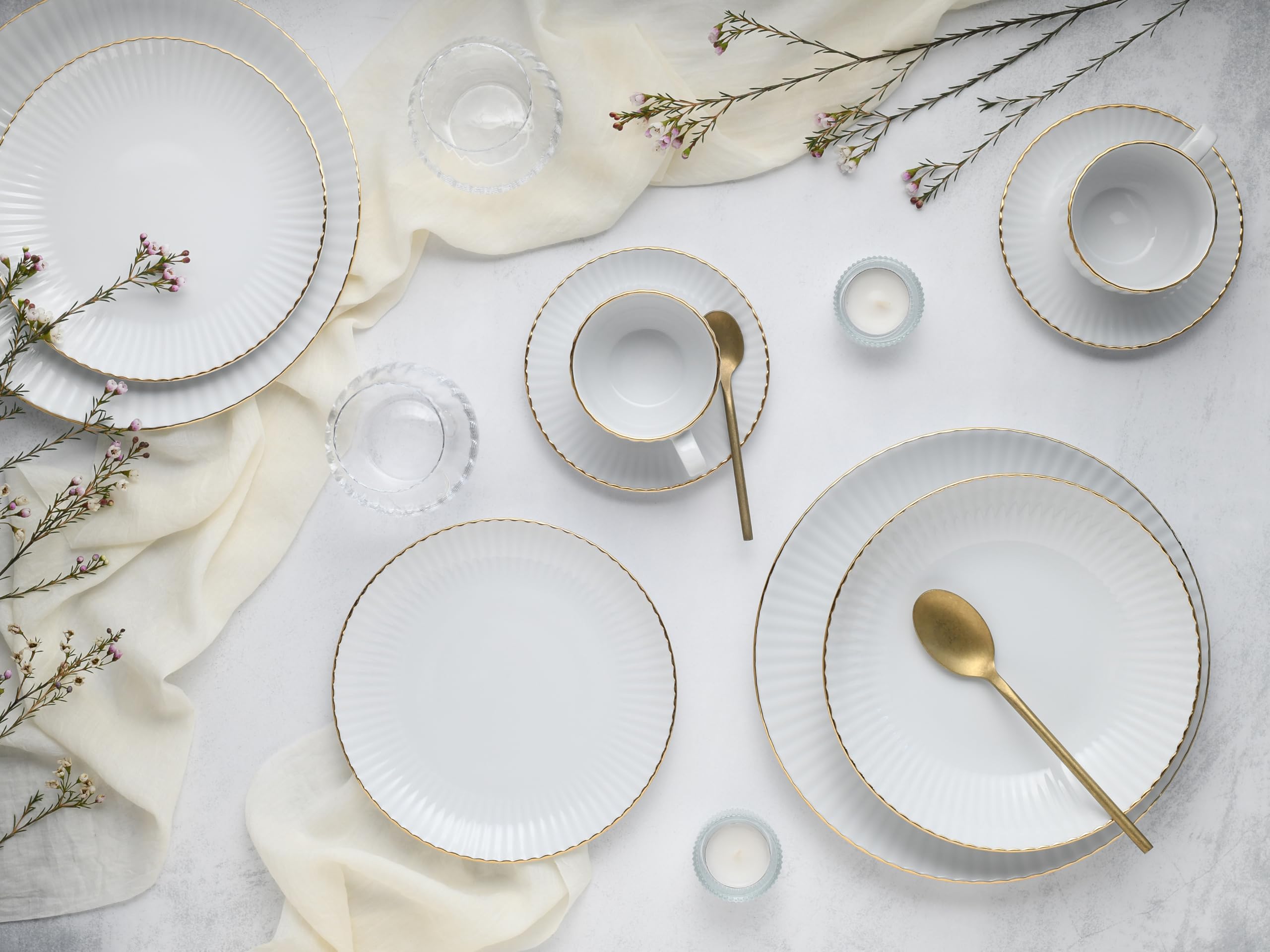 CreaTable, 20753, Serie Allegra Goldband, 30-teiliges Geschirrset für 6 Personen