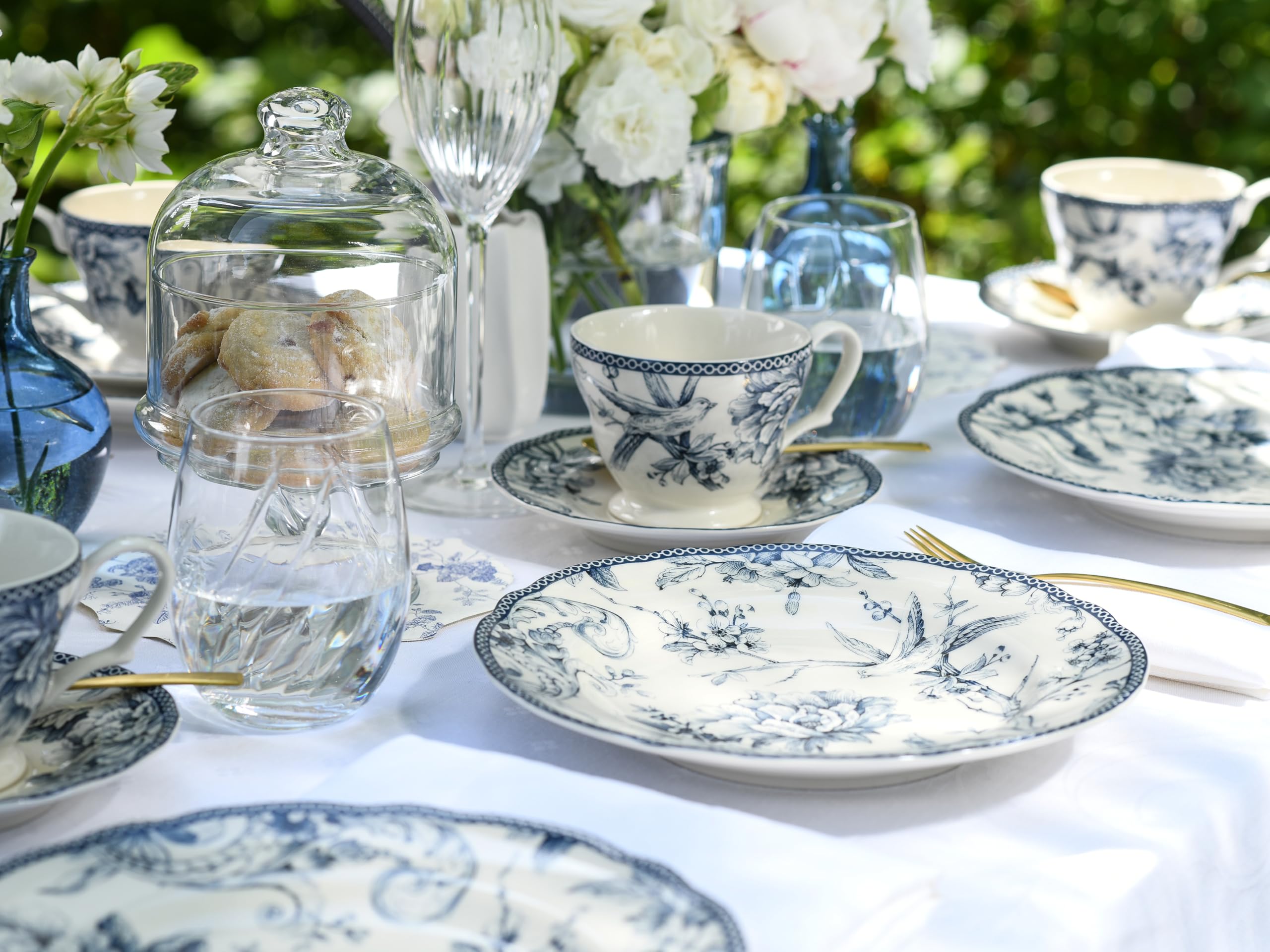 CreaTable, 24772, Serie Adelaide Blau, 20-teiliges Geschirrset für 4 Personen