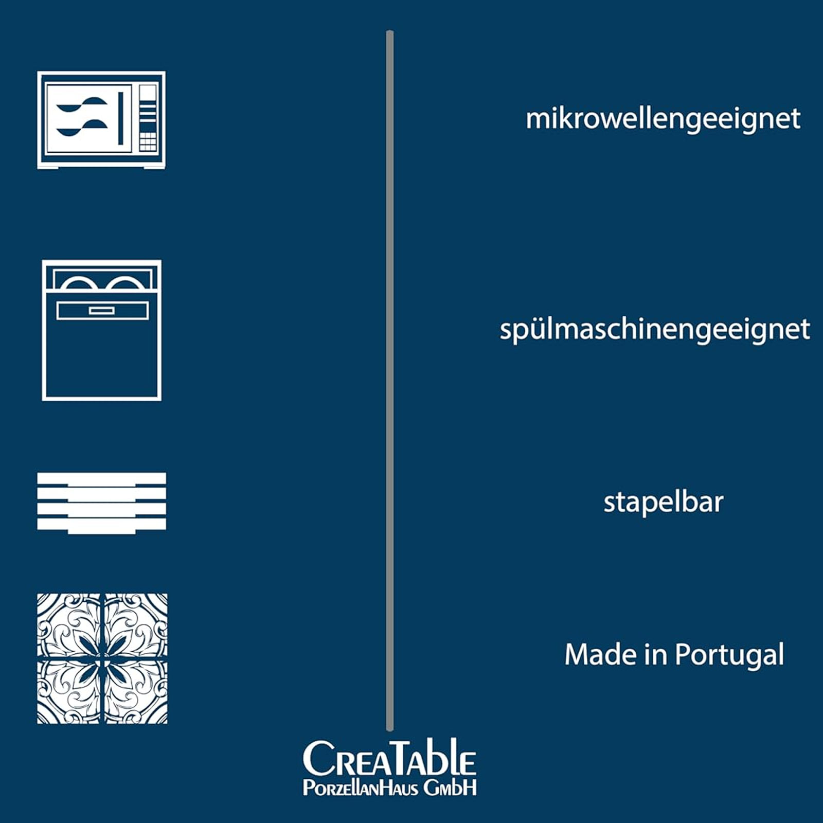 CreaTable, Serie Uno Mykonos, 21652, 12-teiliges Geschirrset