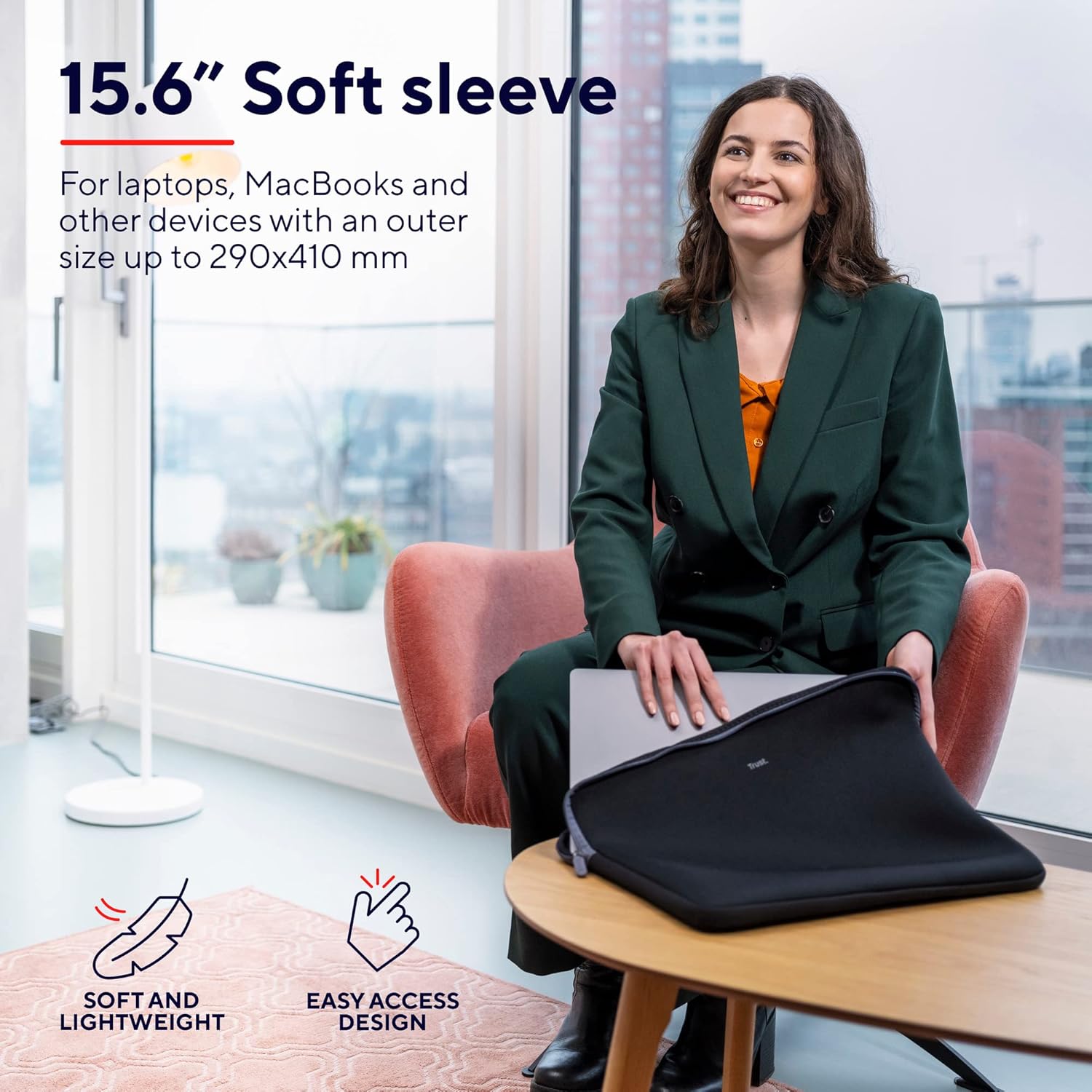 TRUST Primo Soft Sleeve for 15.6" Laptops - black