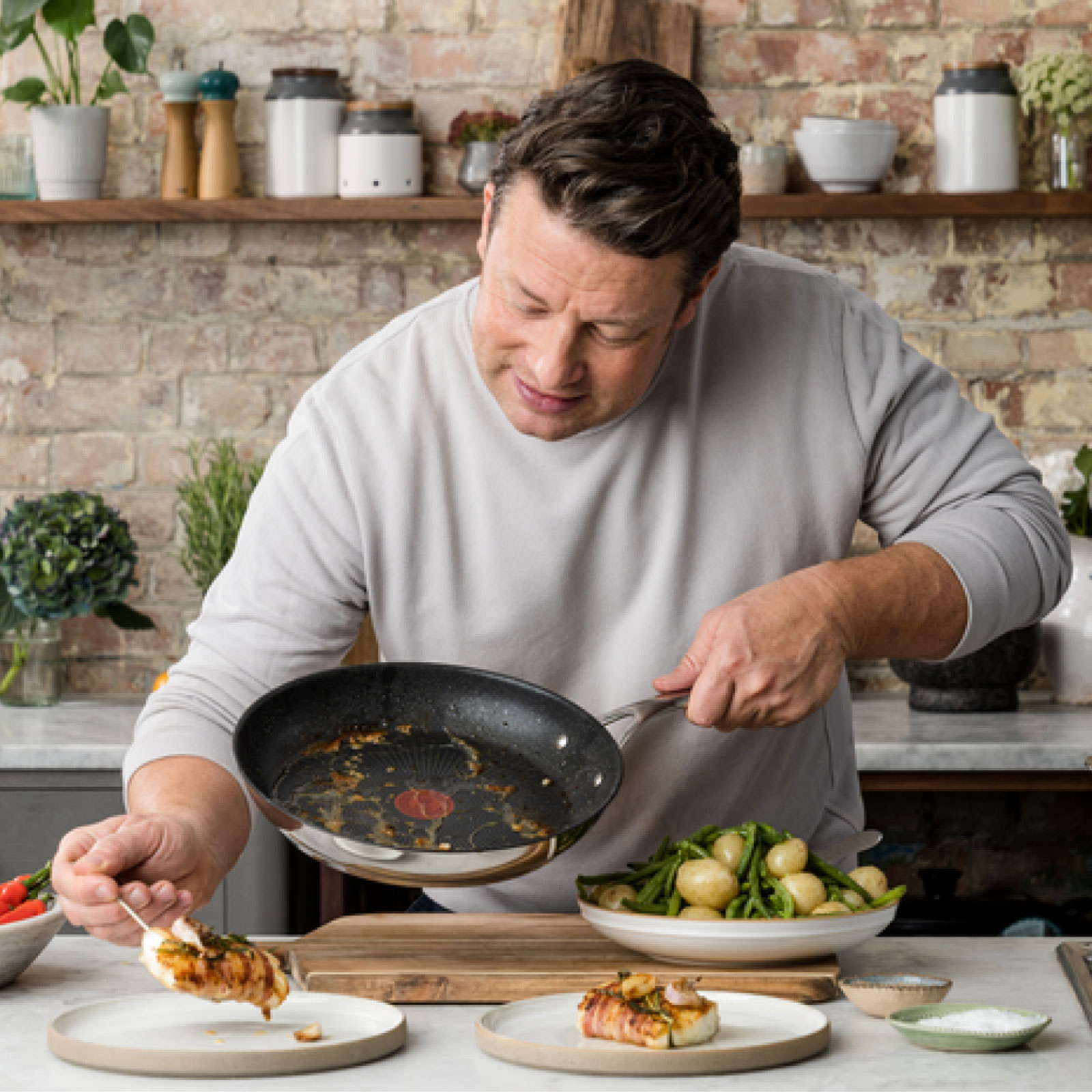 Tefal Jamie Oliver by Tefal E304S3 Cook´s Direct On 3-teiliges Bratpfannen-Set | 20, 24, 28cm