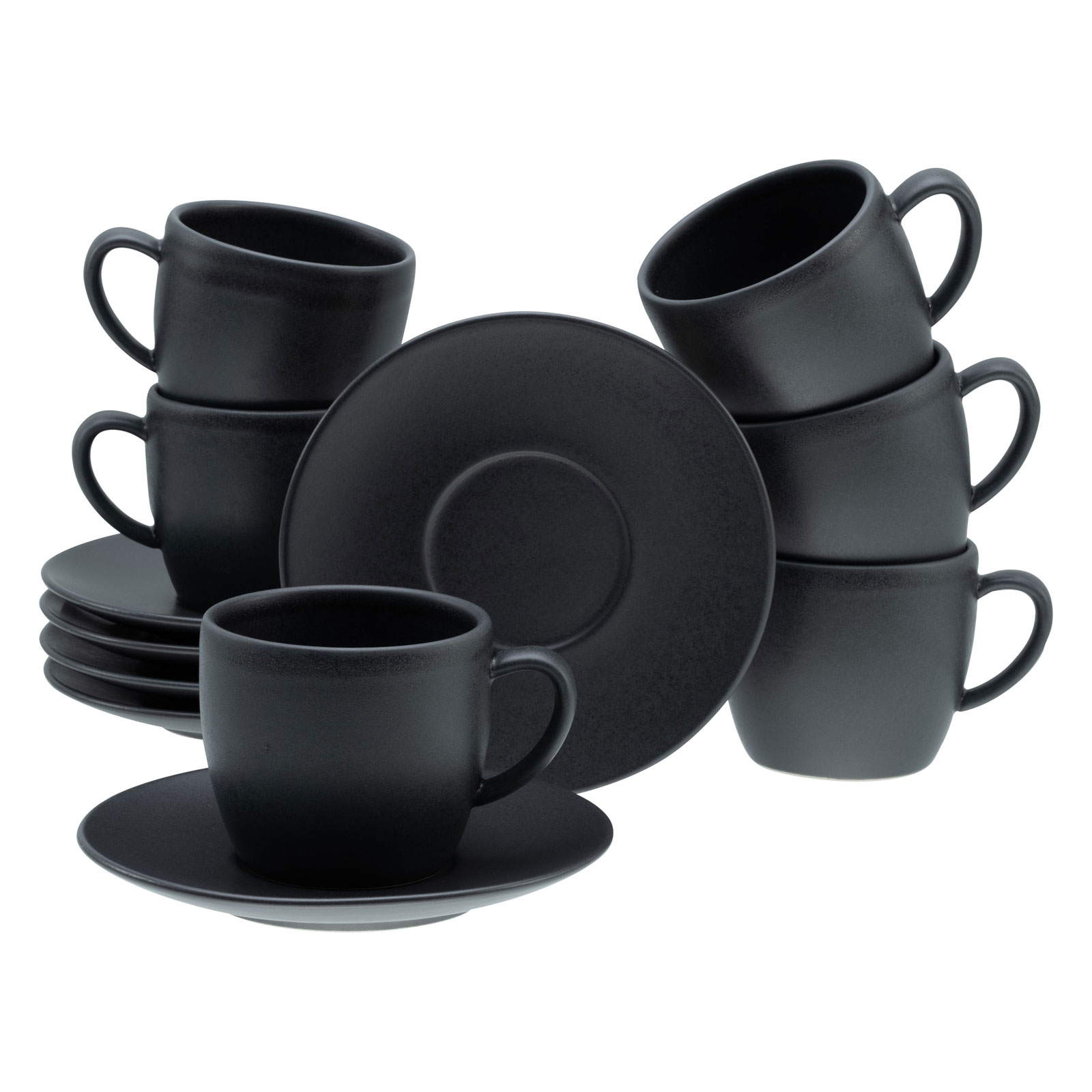 CreaTable, 33043, Serie Soft Touch Black Cappuccinotassen , 12 teilig