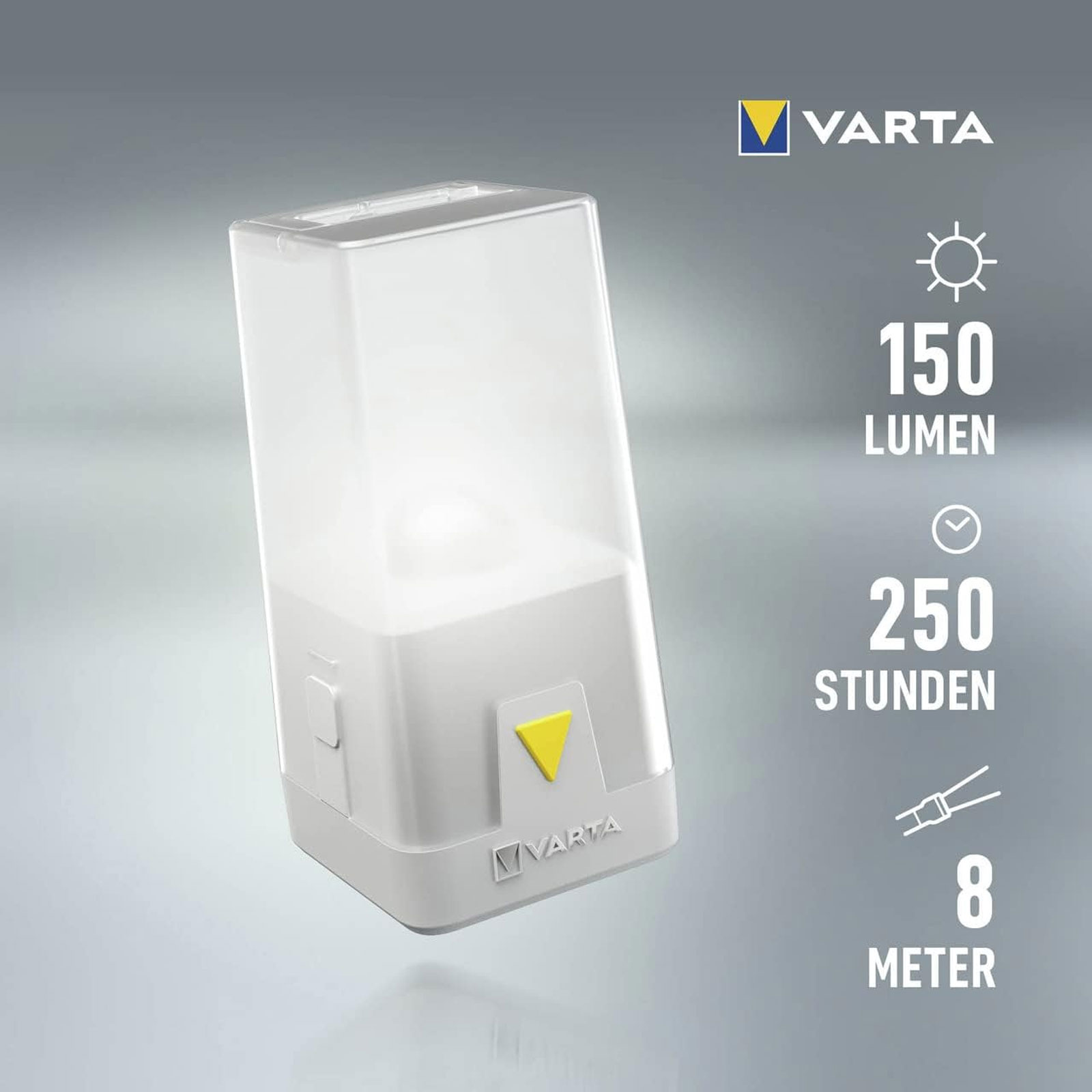 VARTA Outdoor Ambiance L10 Campingleuchte (Batteriebetrieben (3x AA), 6 verschiedene Farben, Aufhängemöglichkeiten, spritzwassergeschützt, Dimmfunktion)