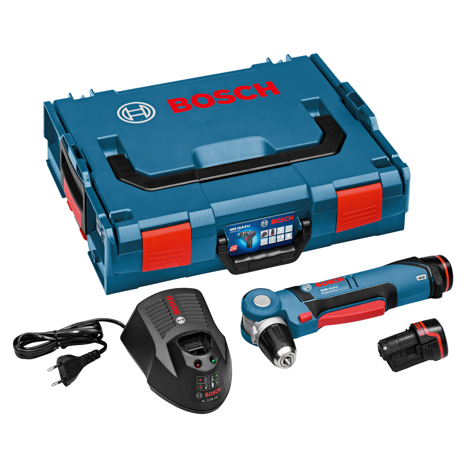 Bosch Professional Akku-Winkelbohrmaschine GWB 12V-10, mit 2 x 2.0 Ah Li-Ion Akku, L-BOXX