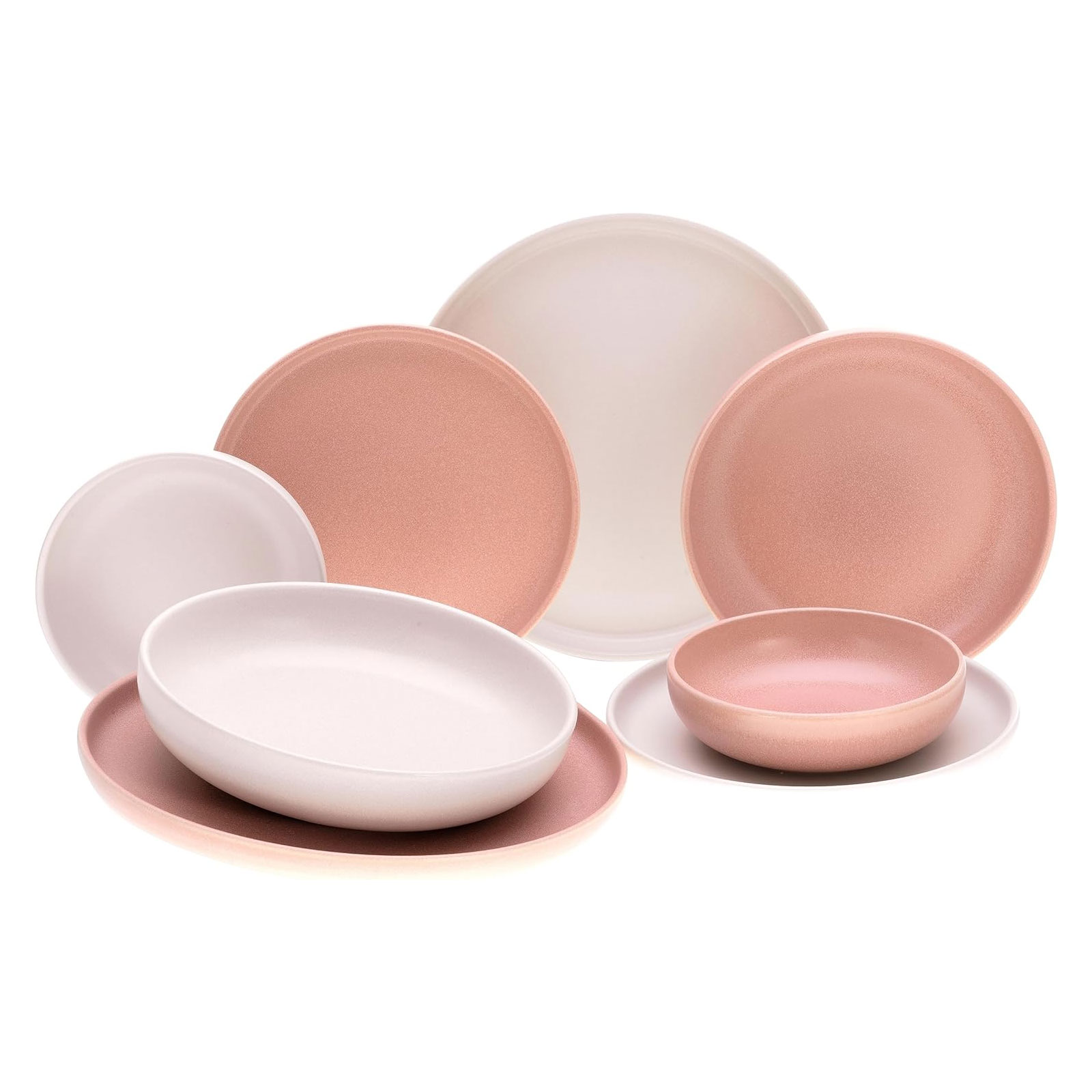 CreaTable, 10103, Serie Uno Rusty Rose + Offwhite, Geschirrset, Teller Set 8 teilig