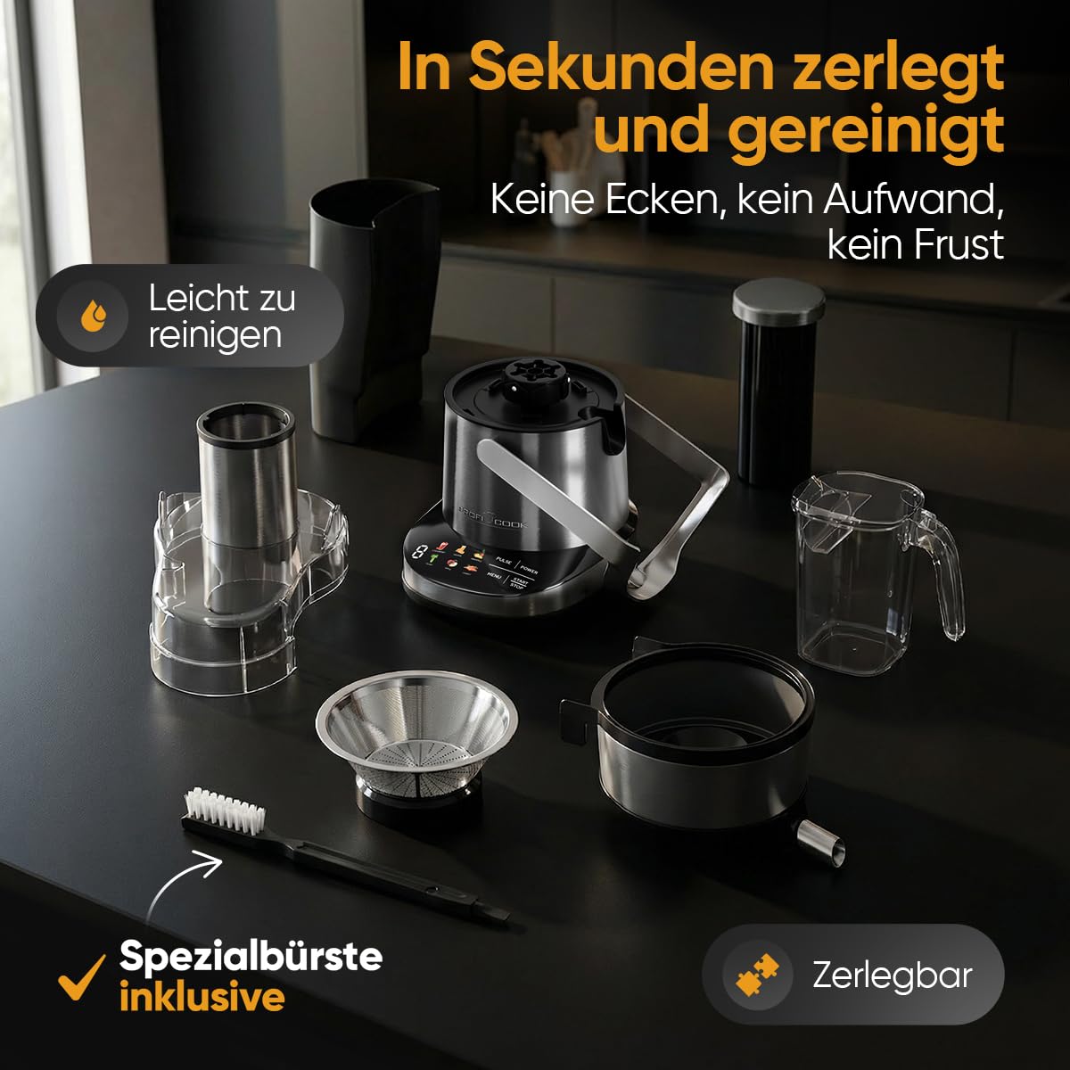PROFICOOK PC-AE 1326 dark inox Entsafter
