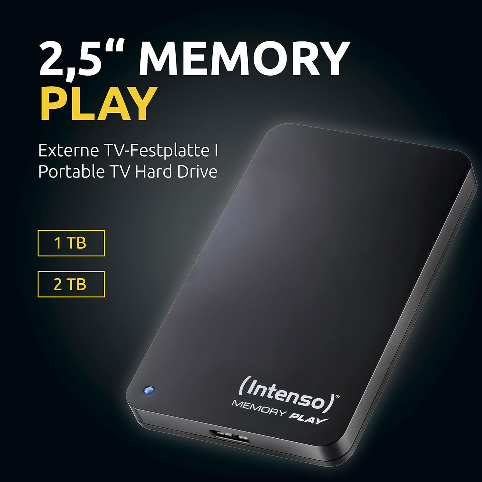 INTENSO Memory Play 2,5 Zoll 2TB inkl. TV-Halterung Externe HDD-Festplatte (USB 3.0)