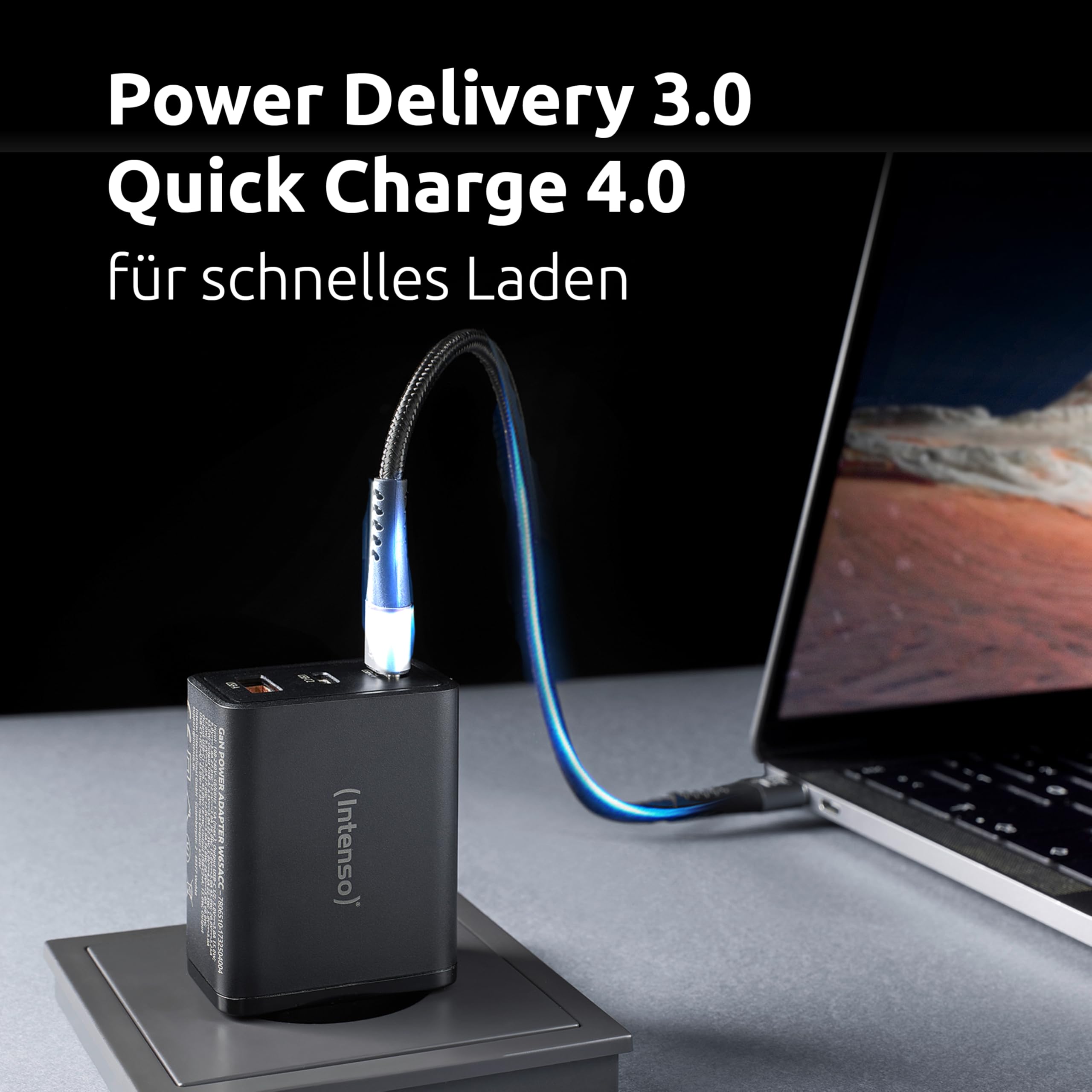 Intenso Power Adapter W65ACC GaN, 65W, Super schnelles Laden