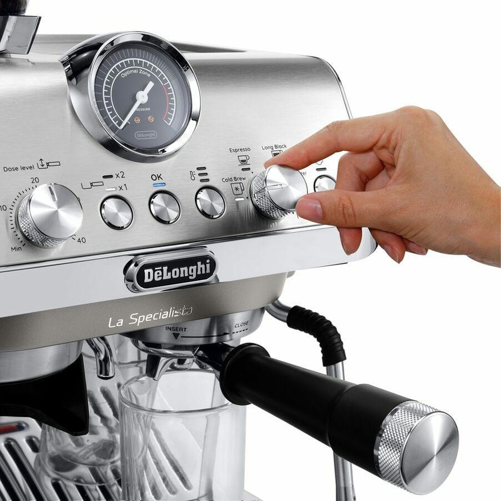 De'Longhi EC9255.M La Specialista Arte Evo Siebträger-Espressomaschine (15 bar, 1550 Watt, Cold Brew Funktion, My LatteArt System, Edelstahl Tamper)