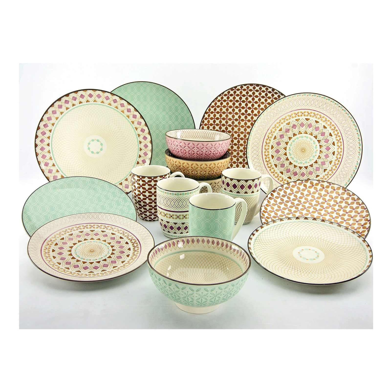 CreaTable, 20310, Serie MANDALA, Geschirrset Kombiservice 16 teilig