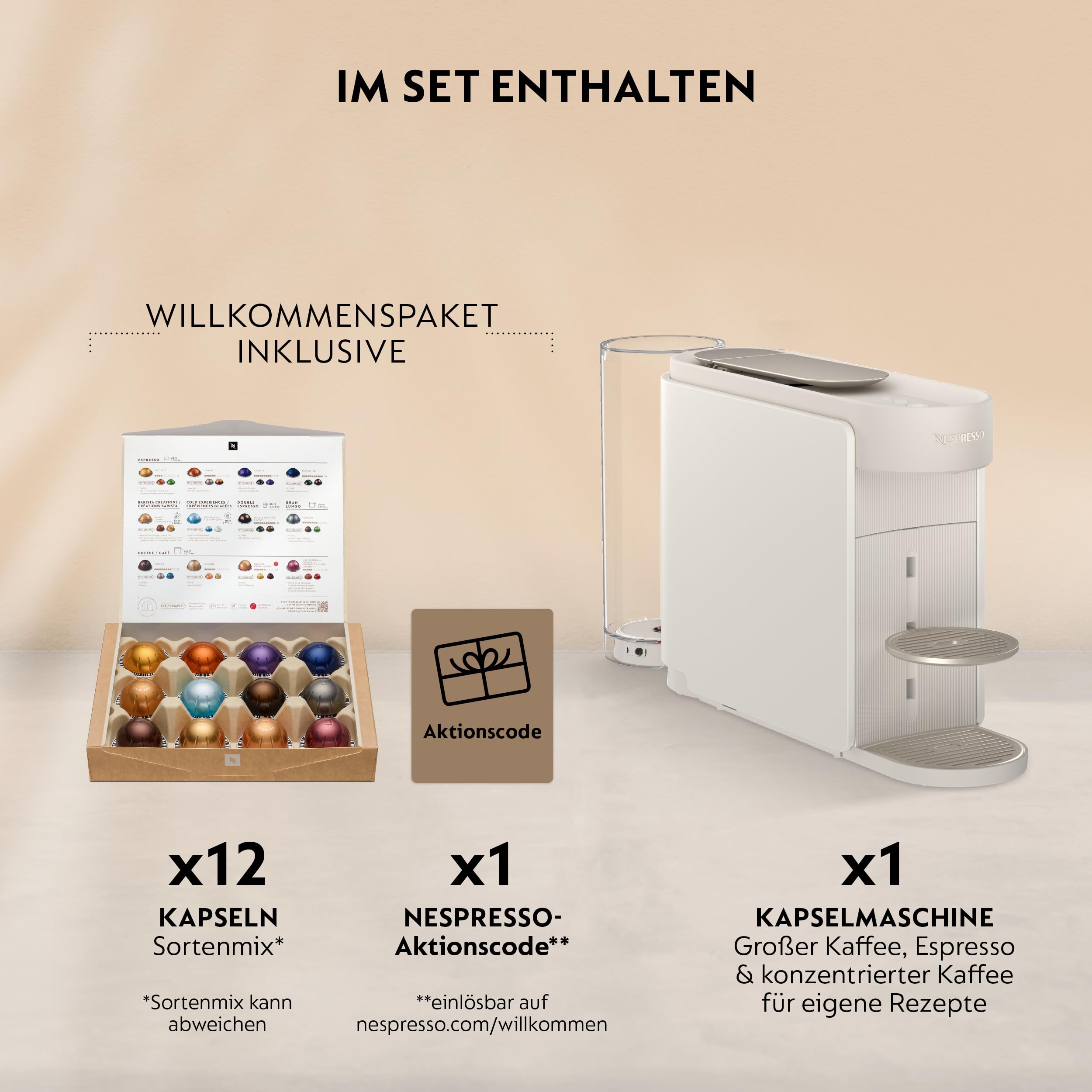 Nespresso DeLonghi  Vertuo Up ENV200.W  inkl. Aeroccino 3 Milchaufschäumer