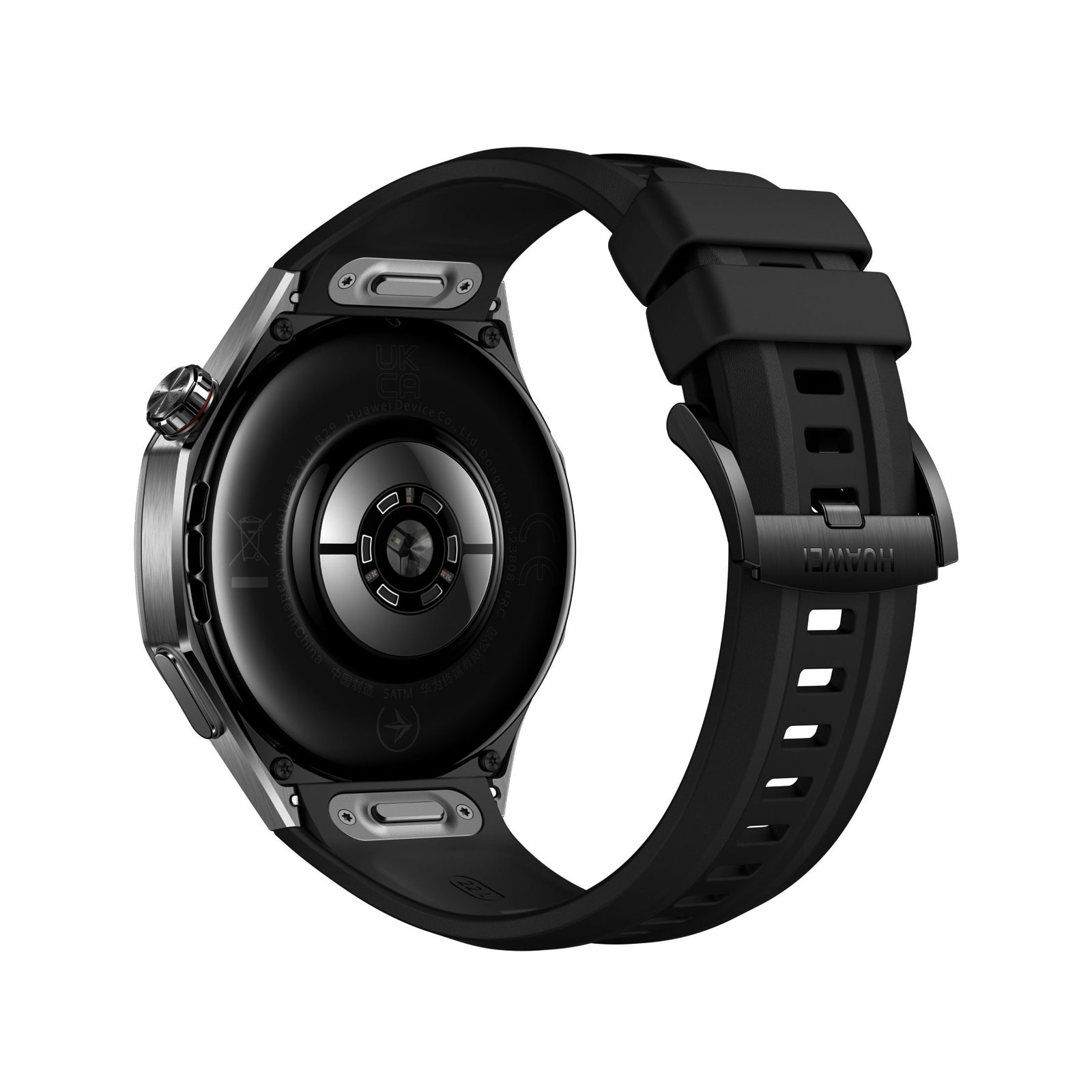 Huawei WATCH GT 5 Pro 46mm Titanbeschichtetes Edelstahlgehäuse mit schwarzem Fluorelastomer-Armband Smartwatch