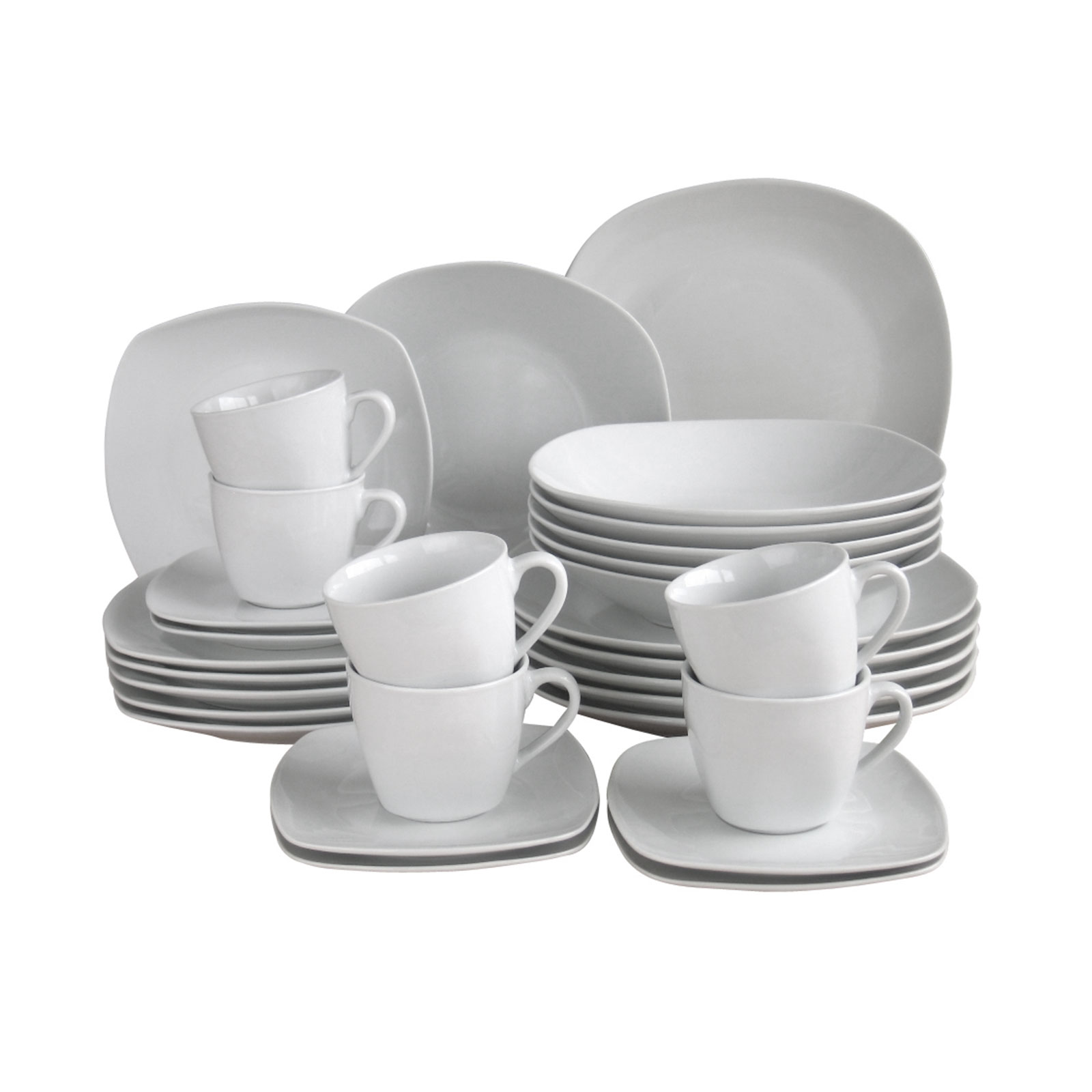 CreaTable, 18792, Serie Square Betterwhite, Kombiservice 30 tlg