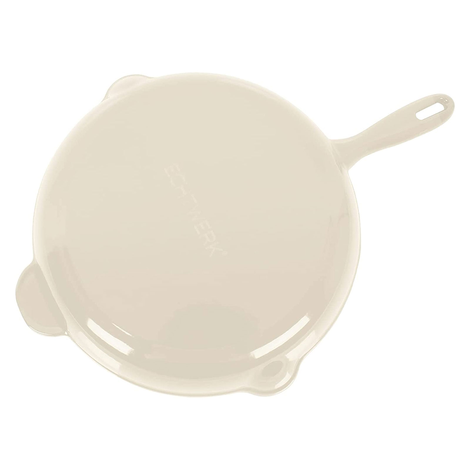 Echtwerk Bratpfanne Gusseisen Emaille-Beschichtung Gusseisenpfanne mit zwei Griffen Creme, Ø 26,5 cm,