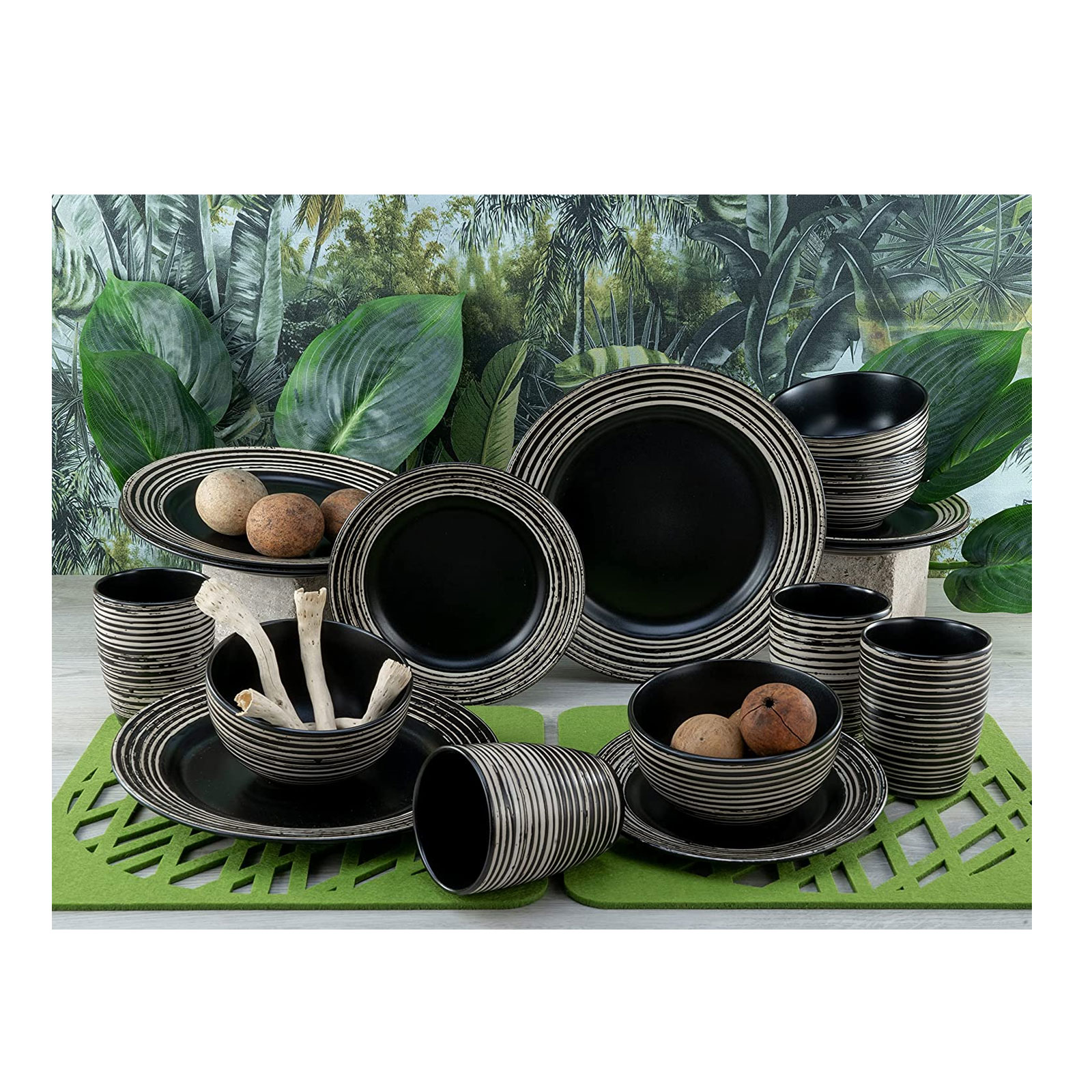 Creatable 23612, Serie La Gomera negra , Geschirrset, Kombiservice 16 teilig