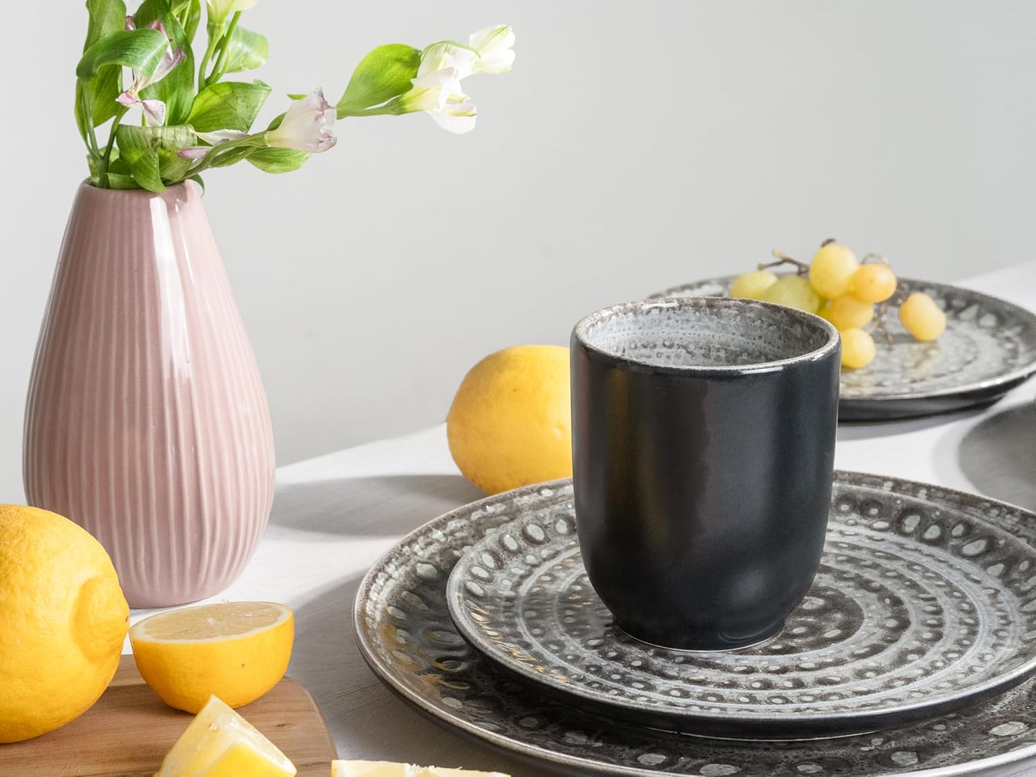 Creatable, 23291, Serie Villa Romana, Stein, Geschirrset, Kombiservice 16 teilig, Steingut