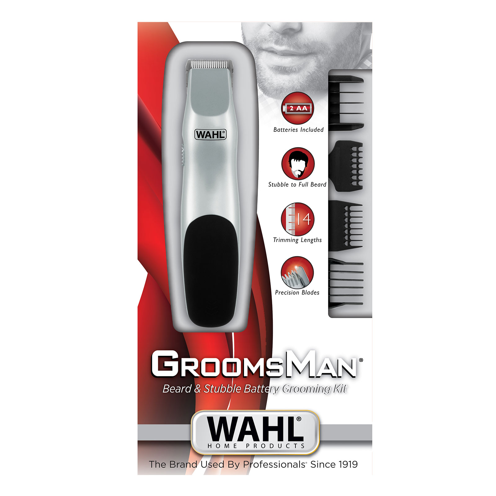 Wahl Groomsman Batterie-Trimmer-Set für Vollbart und Schnurrbart 9906-716