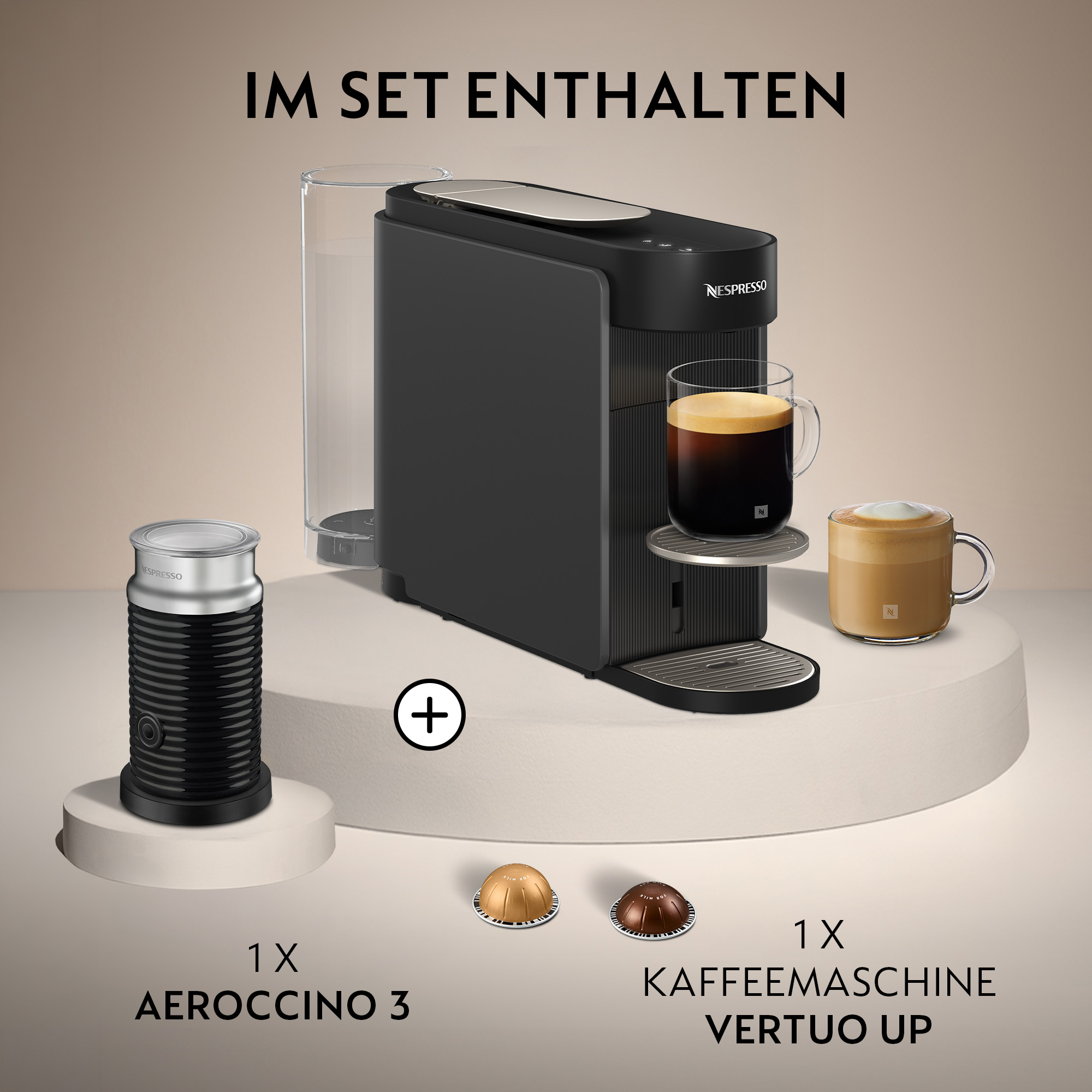 Nespresso  DeLonghi Vertuo Up ENV200.GY inkl. Aeroccino 3 Milchaufschäumer