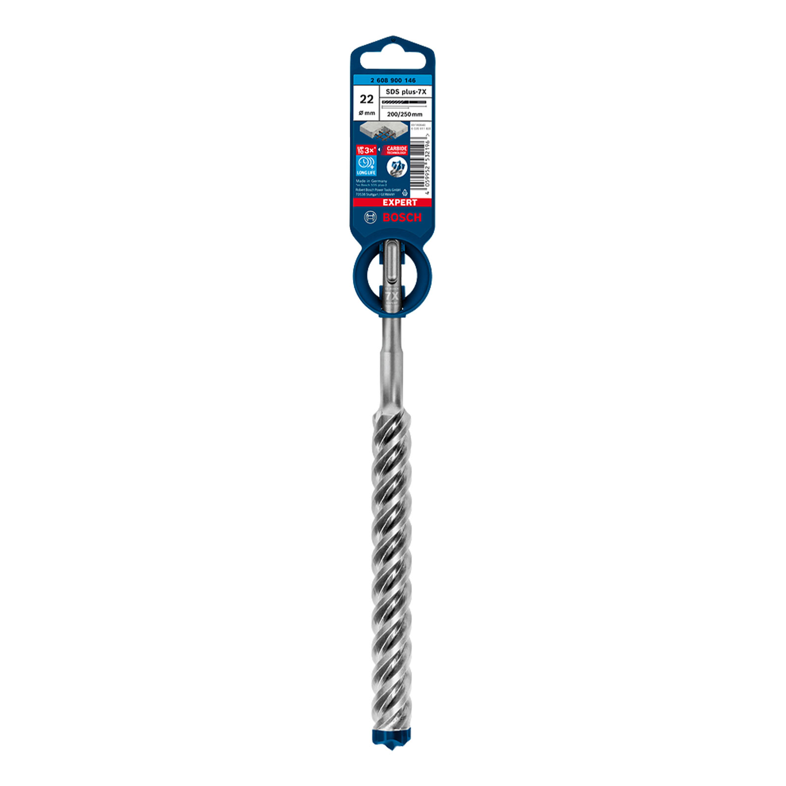 Bosch Professional Expert SDS plus-7X Hammerbohrer, 22 x 200 x 250 mm. Fuer Bohrhaemmer